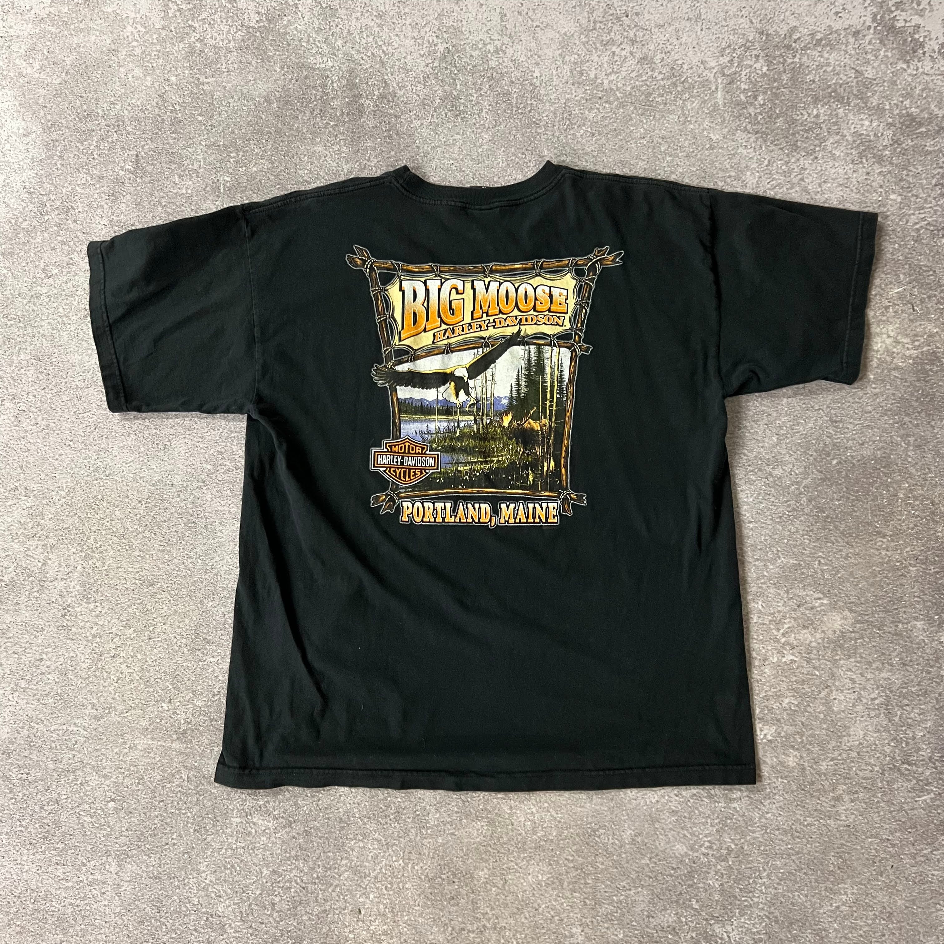 Y2K Harley Davidson Portland, Maine Worn In Tee XXL