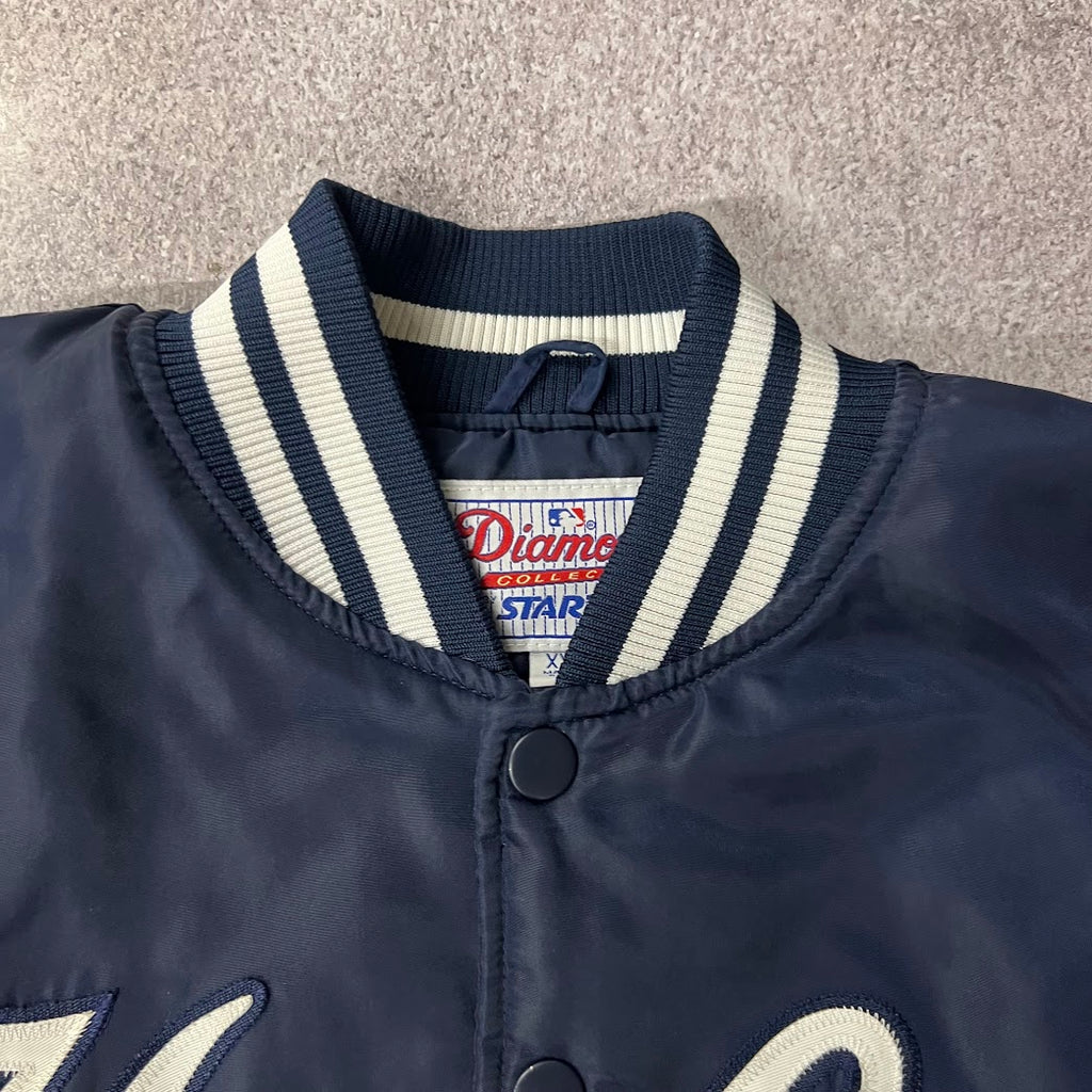 80s New York Yankees MLB Starter Big Logo Embroidered Puffer Jacket XXL
