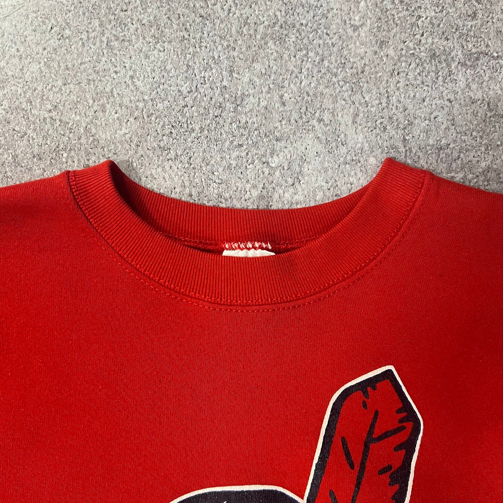 80s Cleveland Indians MLB Official Fan Big Logo Vintage Crewneck L