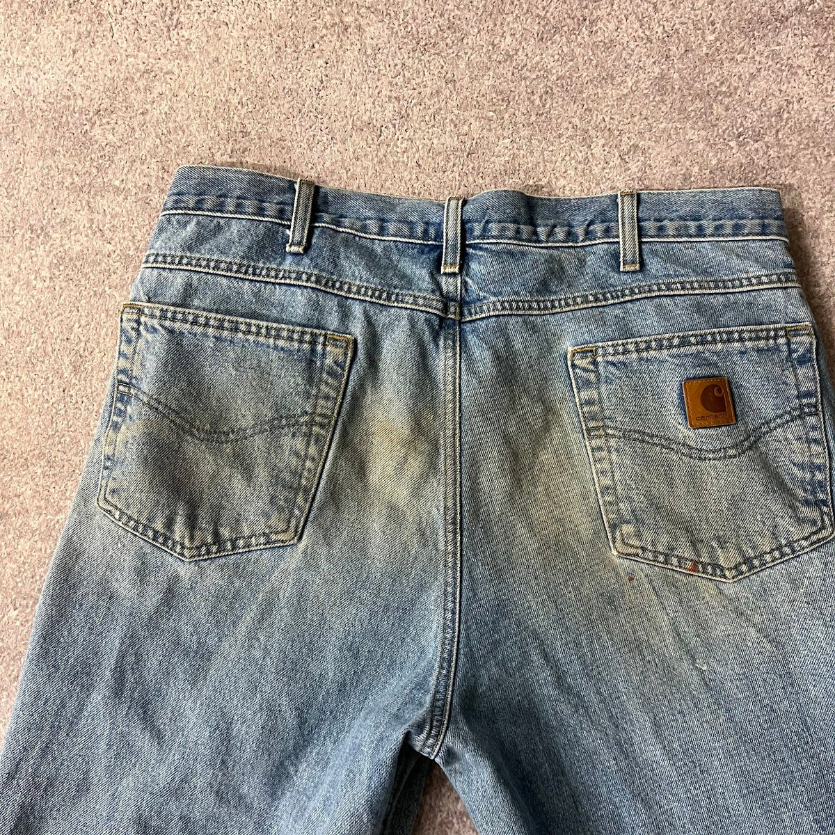 Modern Carhartt Workwear Faded Regular Blue Vintage Pants 36x32