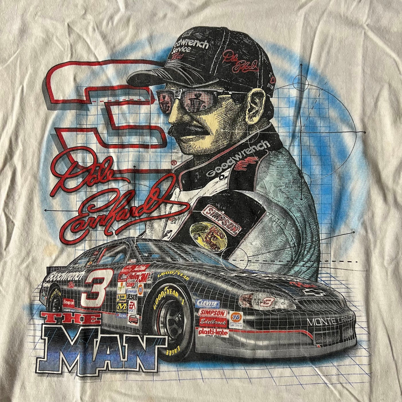 90s Dale Earnhardt NASCAR Chase Authentics Big Logo Distressed Tee L
