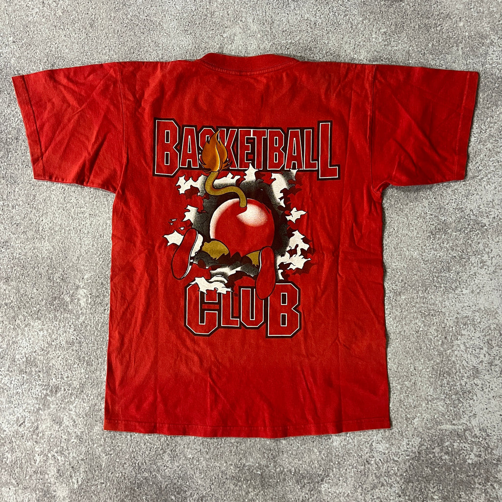 90s Nutmeg Mills Red Big Logo Tee L
