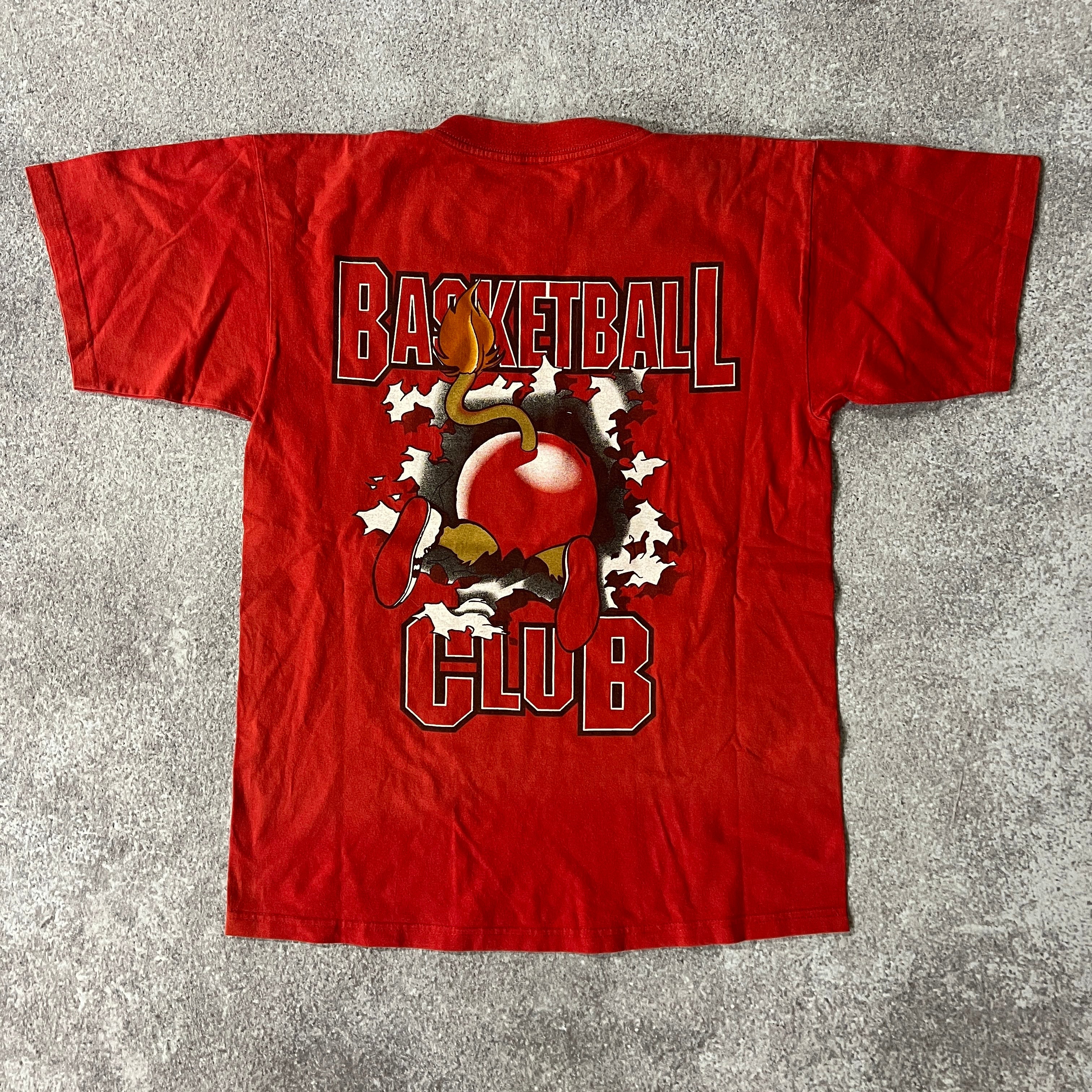 90s Nutmeg Mills Red Big Logo Tee L