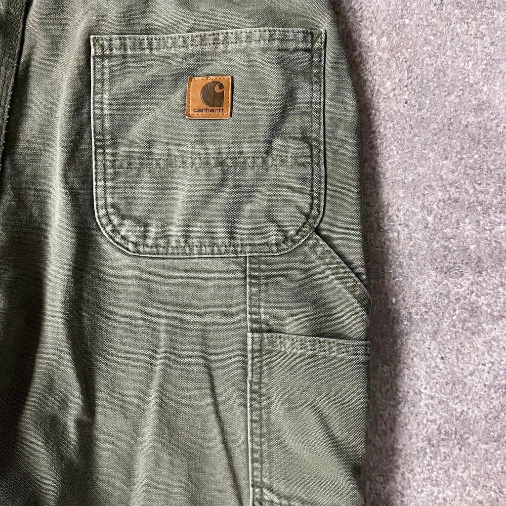 Modern Carhartt Workwear Faded Distressed Green Pants 36x30