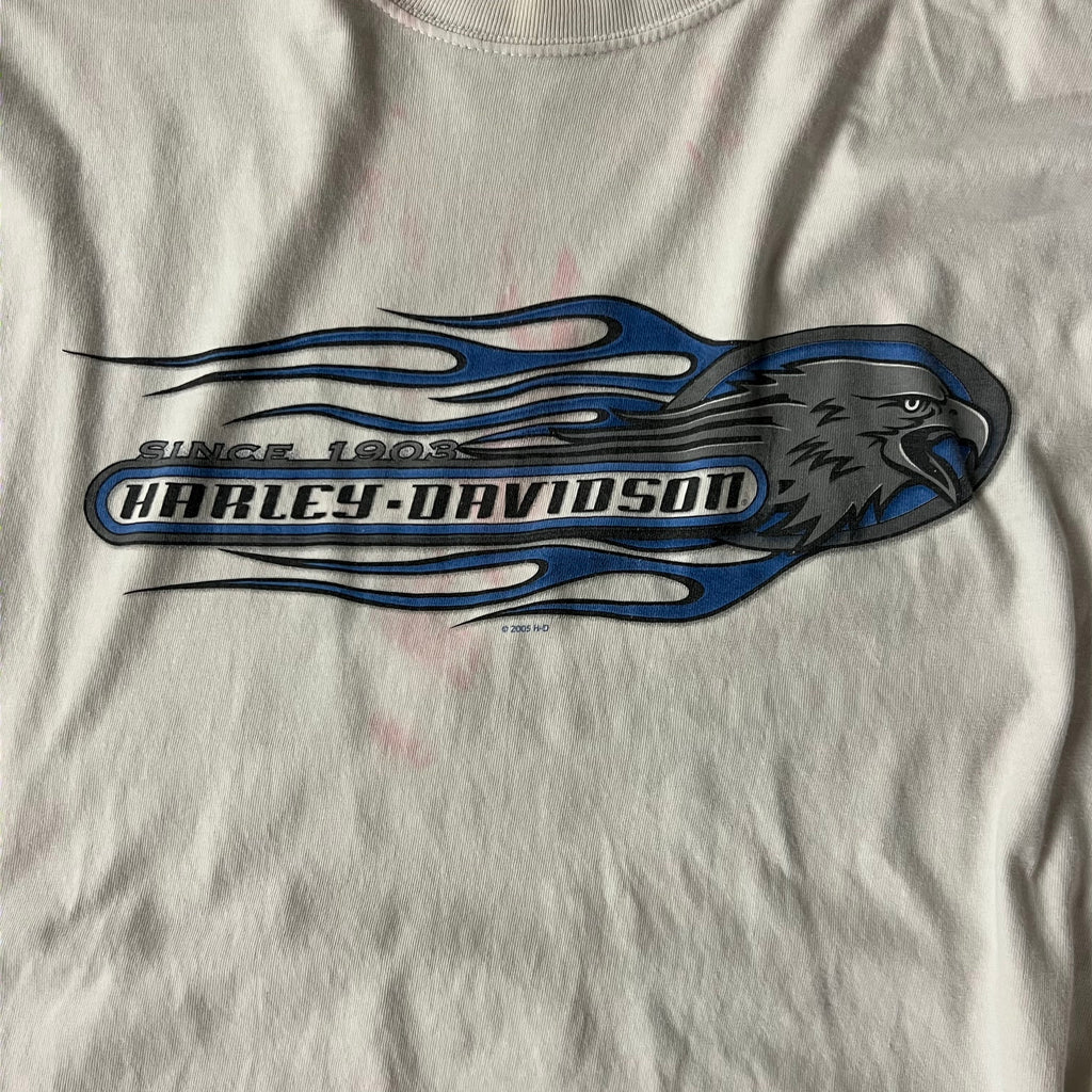 Y2K Harley Davidson White Worn In Long Sleeve Tee XL