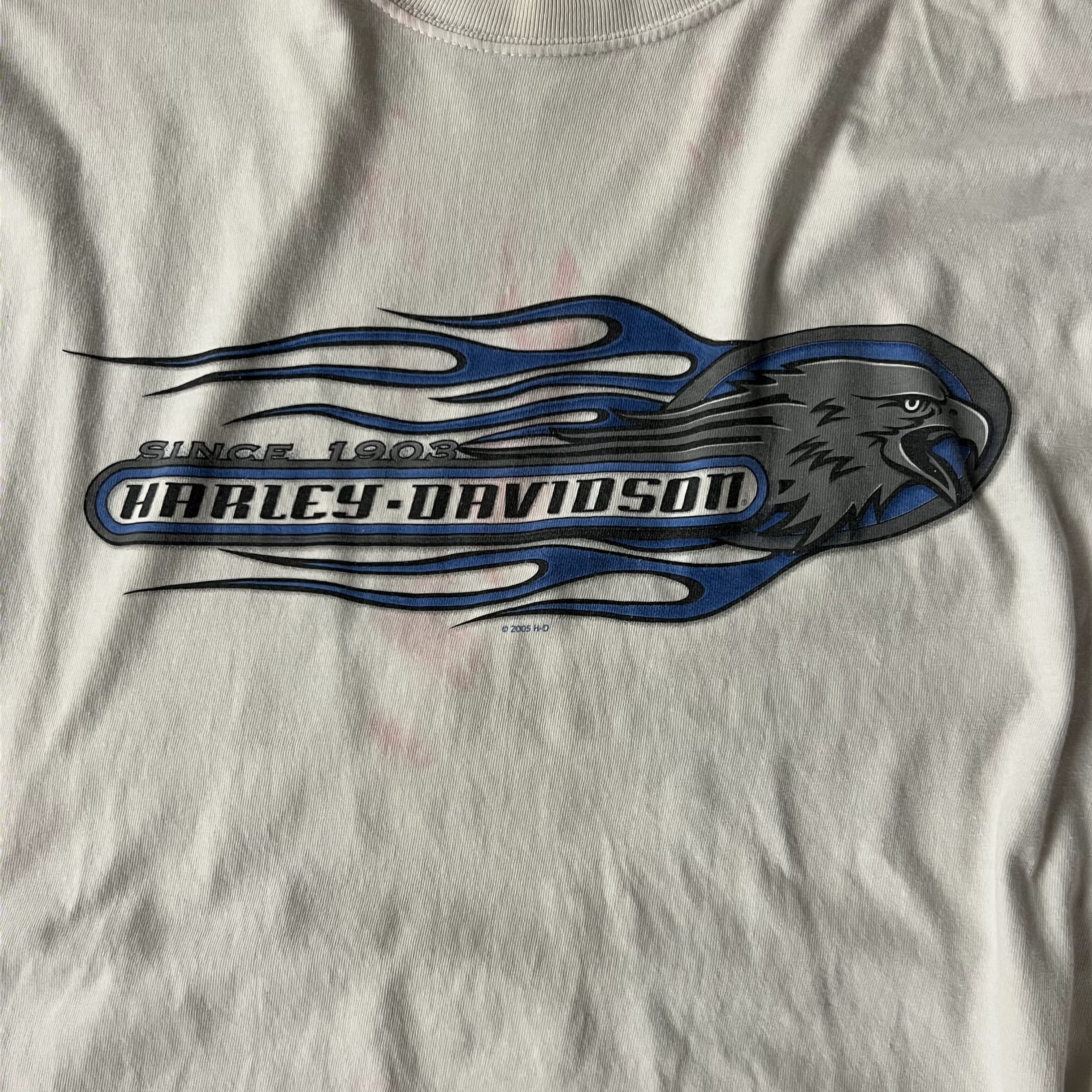 Y2K Harley Davidson White Worn In Long Sleeve Tee XL