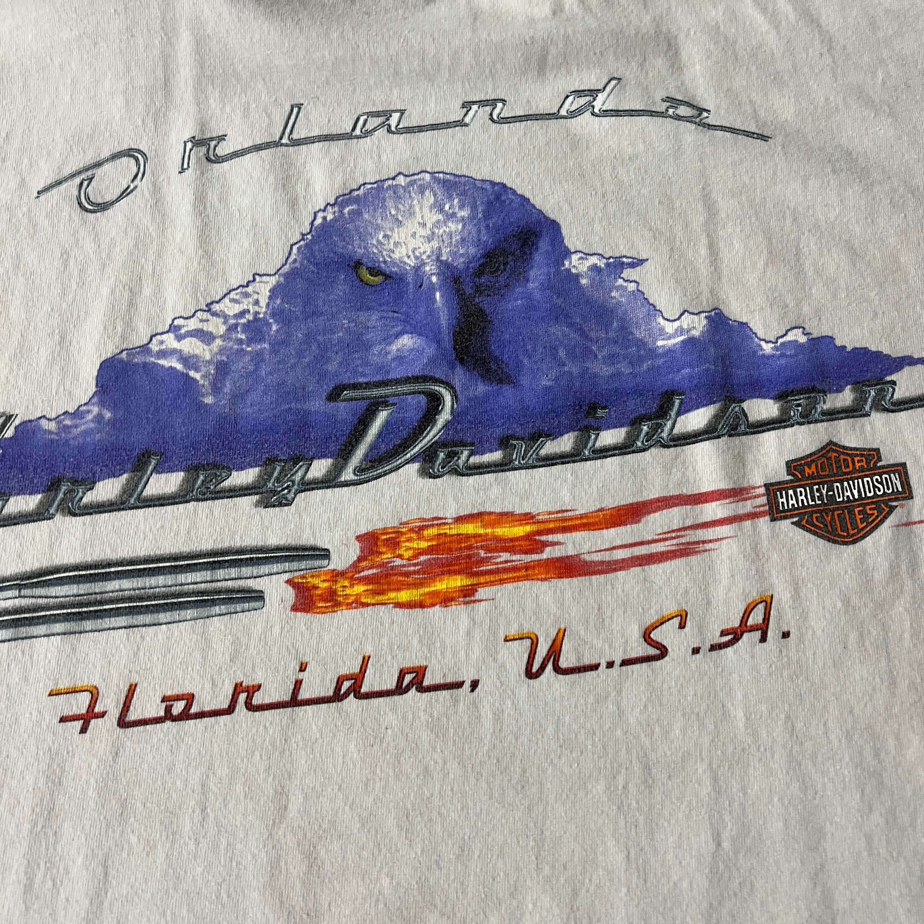 Y2K Harley Davidson Florida White Cracked Print Tee 4XL