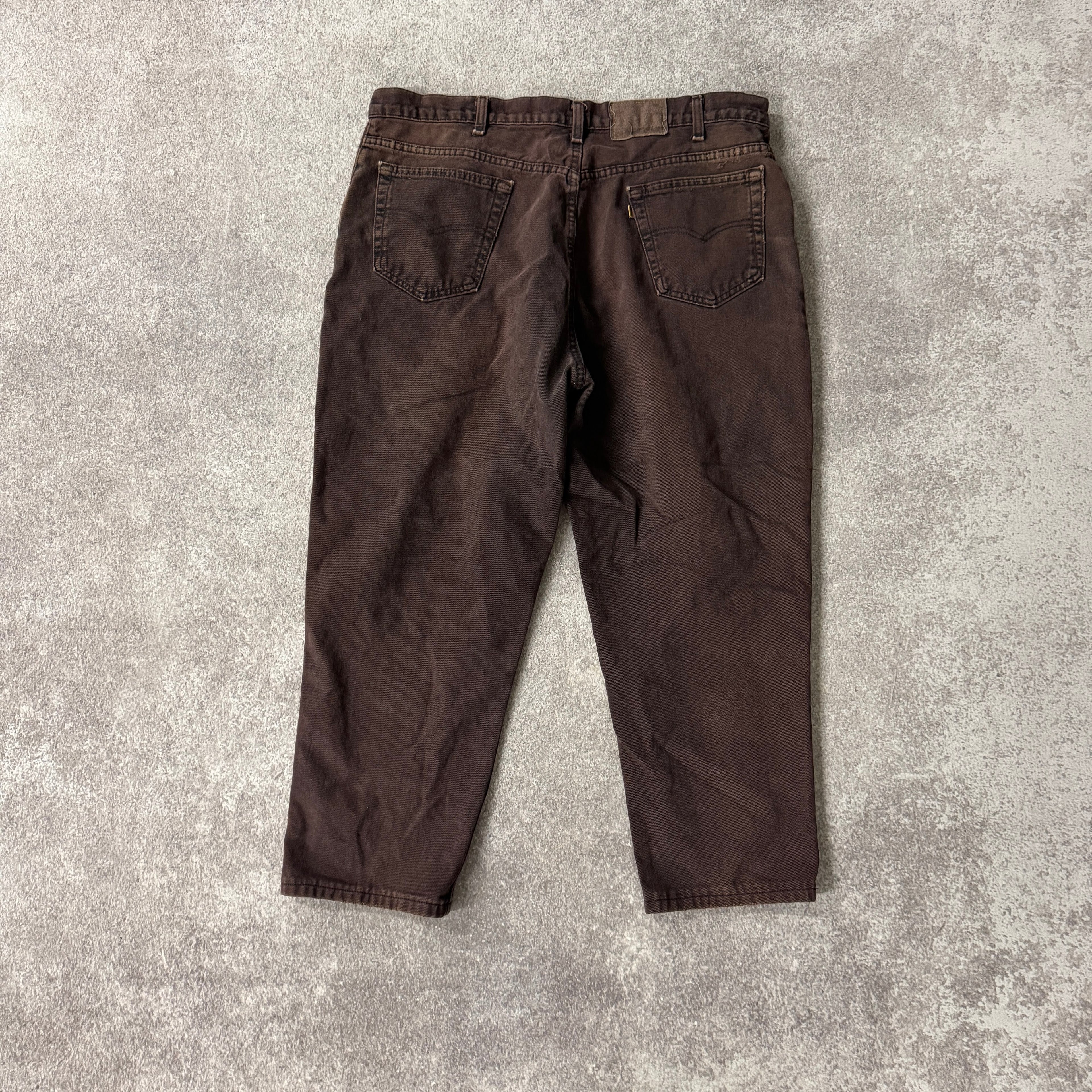 90s Levi's 550 Brown Relaxed Distressed Jeans
