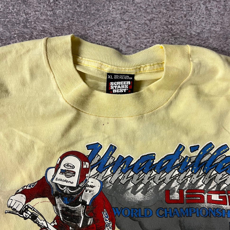 80s Unadilla World Championship Motocross Screen Stars Yellow Tee XL