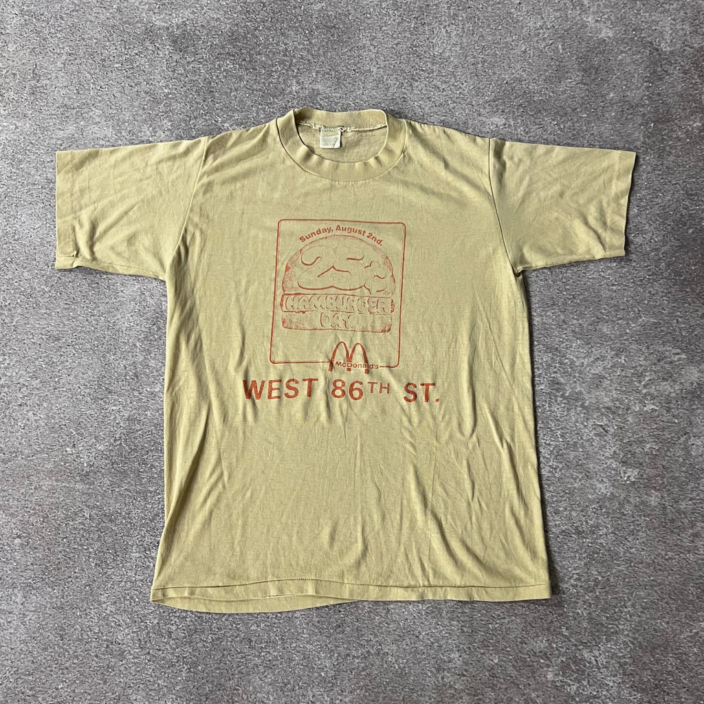 80s Sportswear Tan Big Logo Single Stitch Tee L