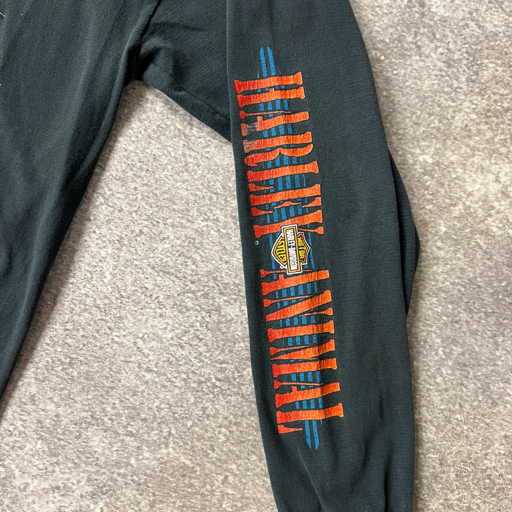 90s Harley Davidson Worn In Long Sleeve Tee L