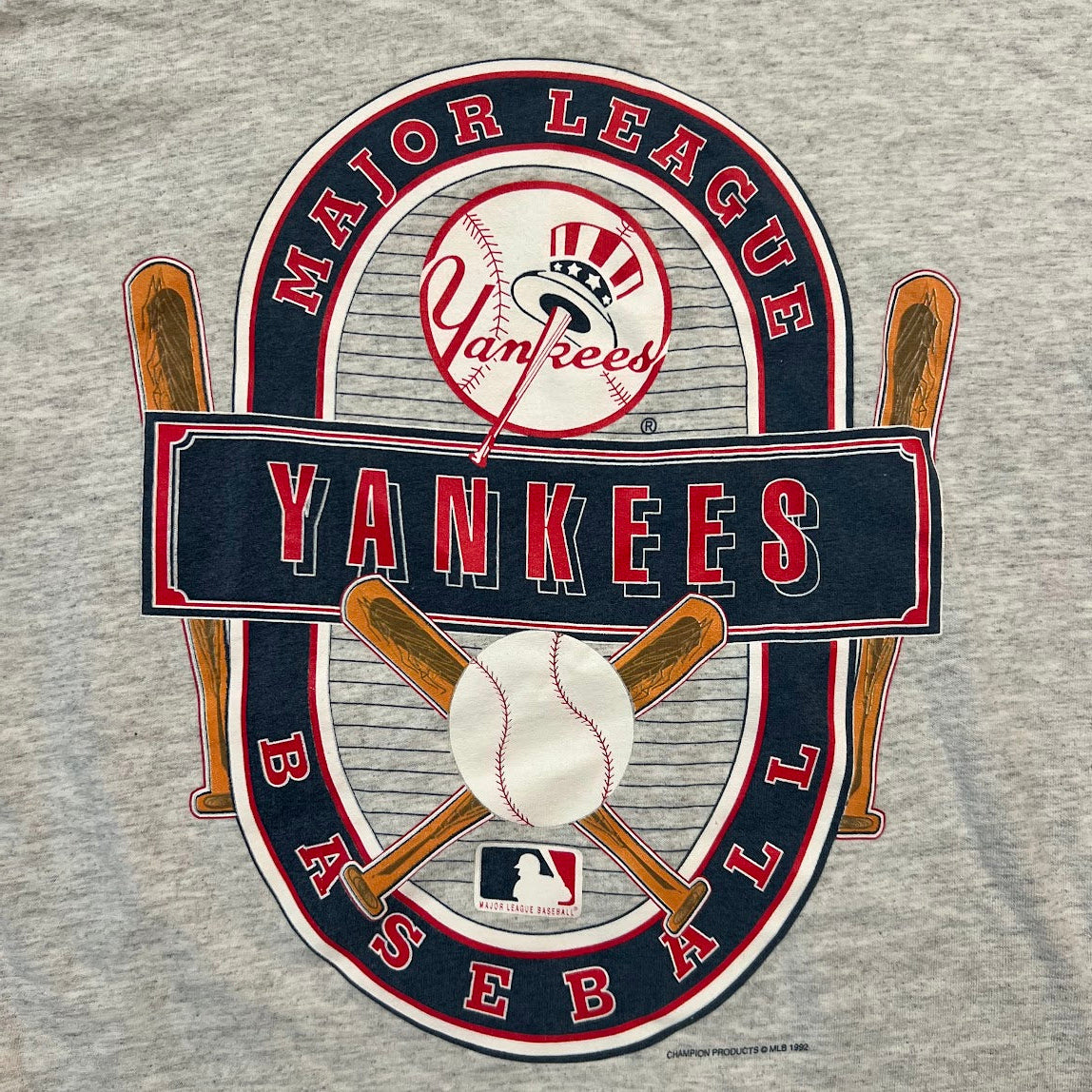 90s New York Yankees MLB Hanes Big Logo Single Stitch Faded Vintage Tee XL