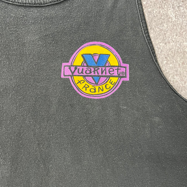 90s Vuarnet France Big Logo Back Graphic Sun Faded Single Stitch Vintage Tank Top L