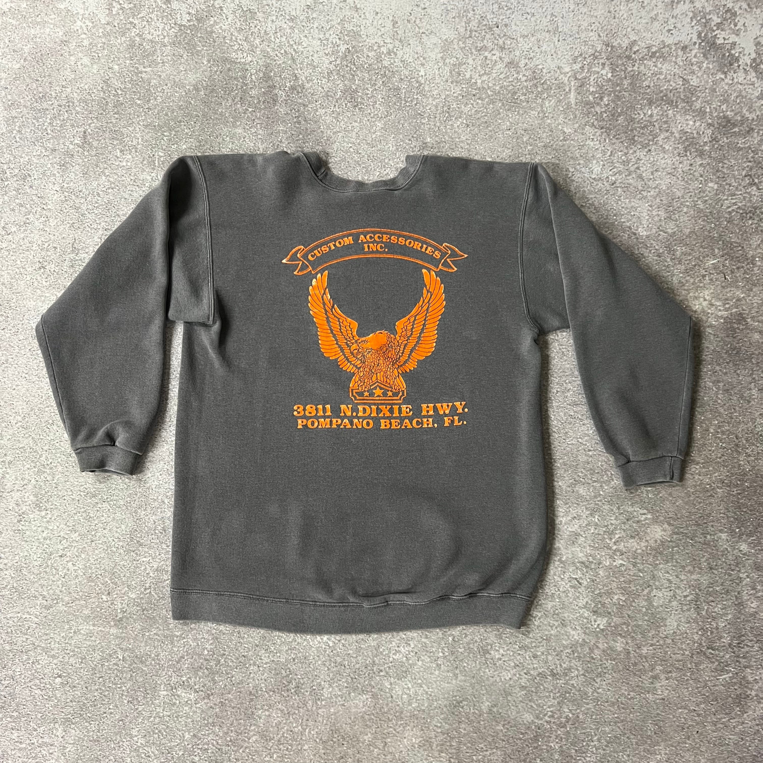 90s Obex Pompano Beach, Florida Gray Worn In Crewneck L