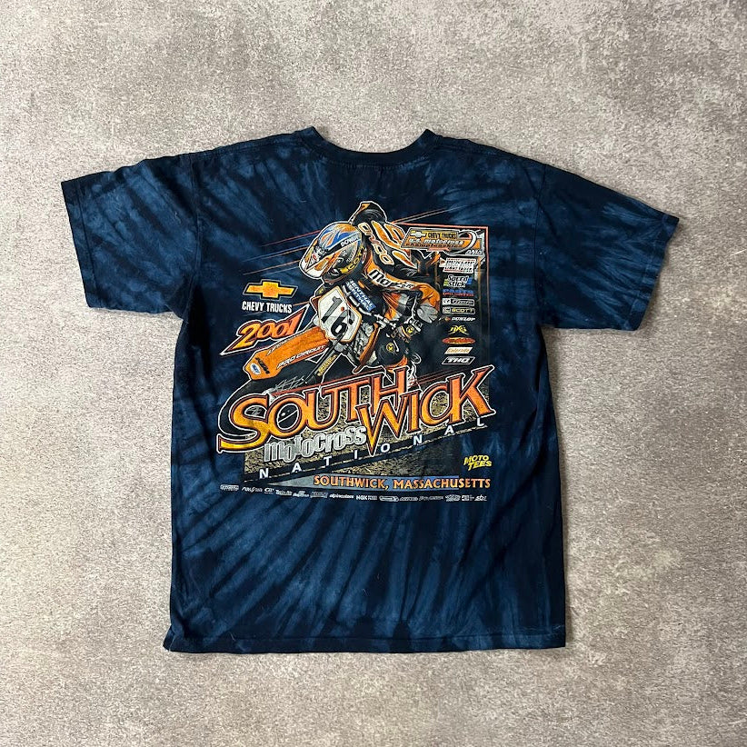 2001 Southwick MA Motocross All Over Print Big Logo Graphic Tee L