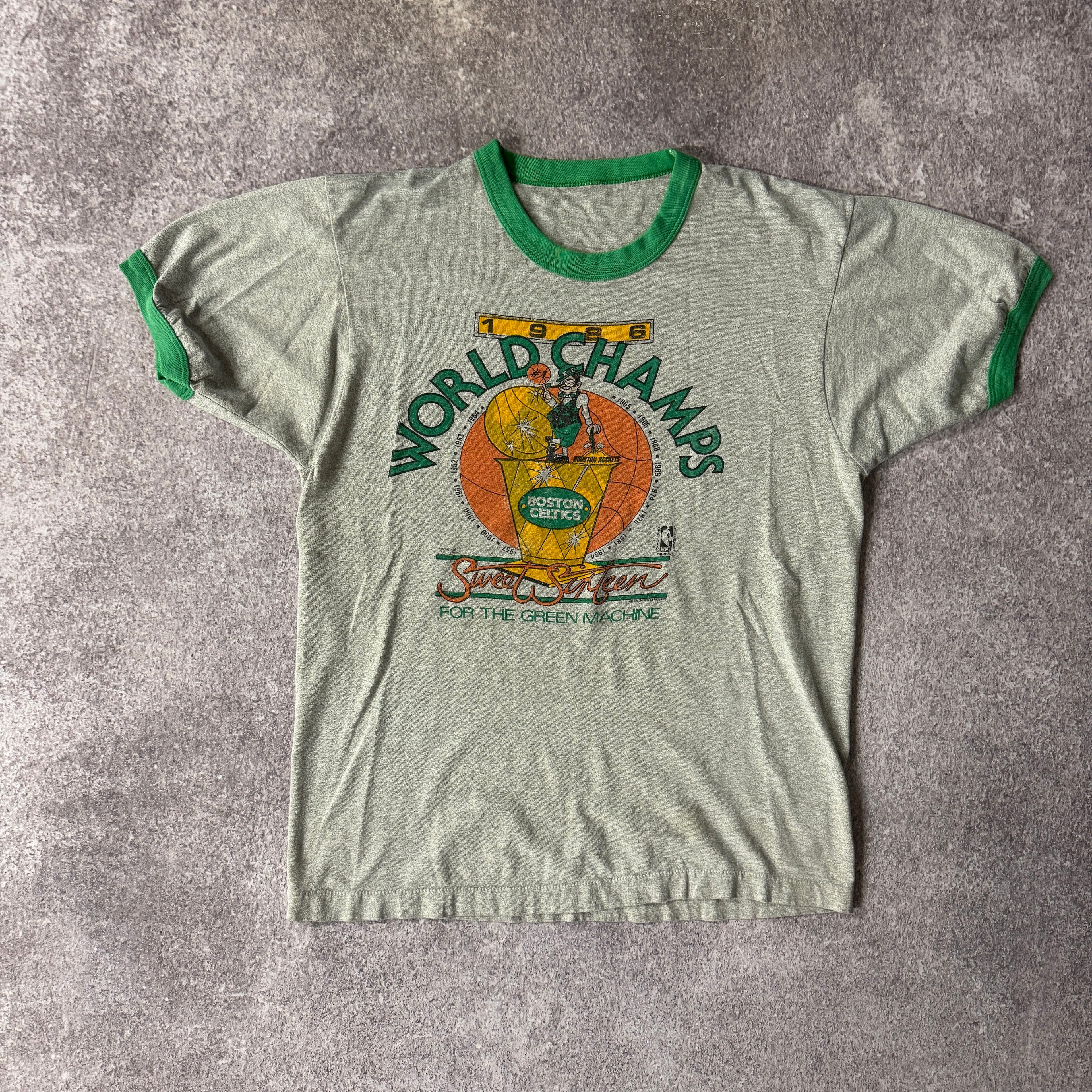 80s Boston Celtics World Champs Big Logo Tee M
