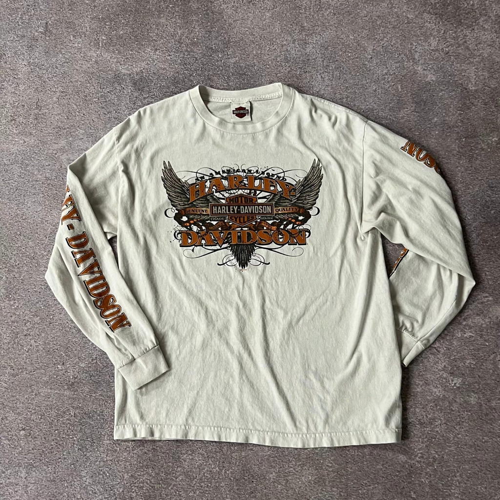 2010s Harley Davidson Myrtle Beach White Long Sleeve Tee L