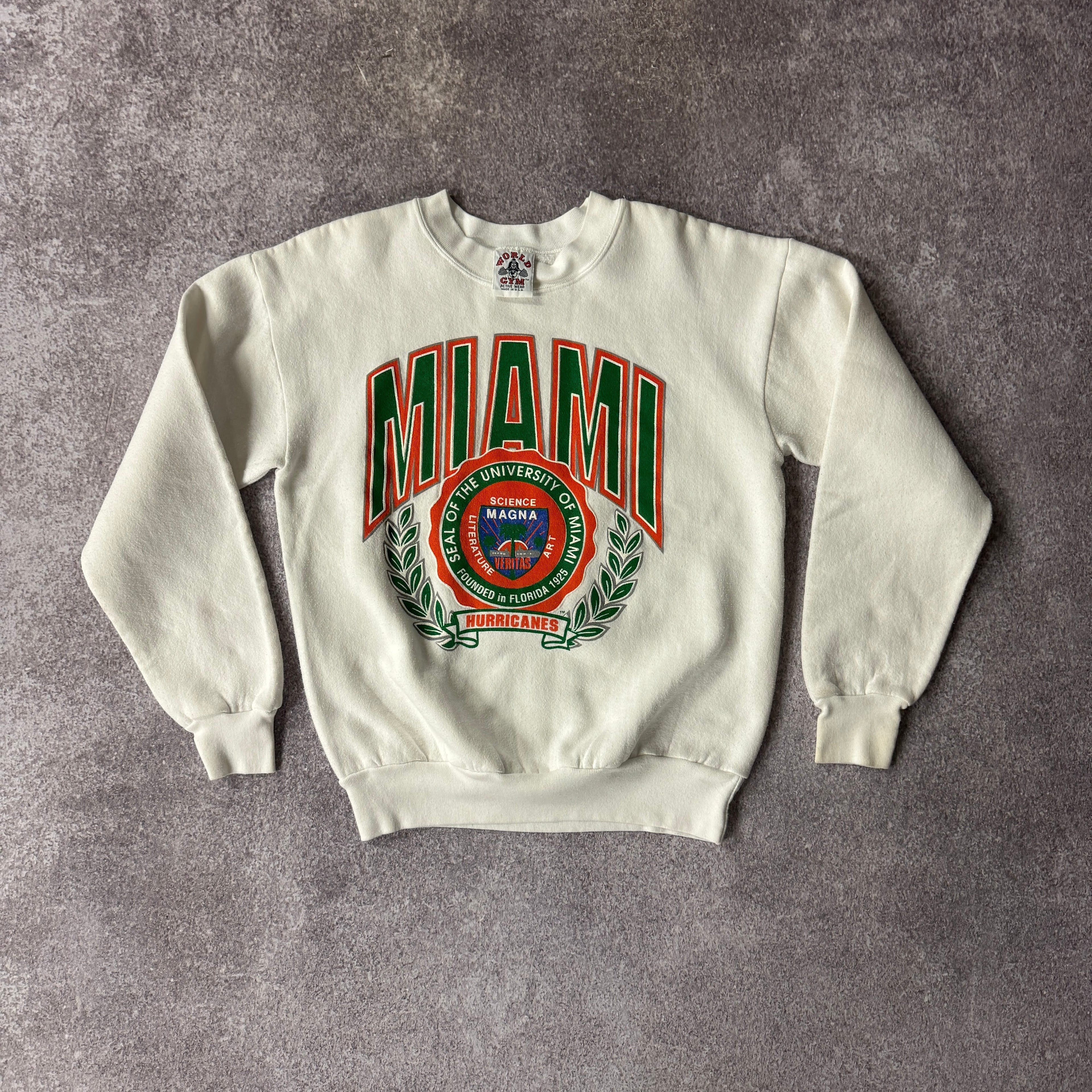 80s Miami Hurricanes University of Miami Sweathshirt Big Logo Crewneck M