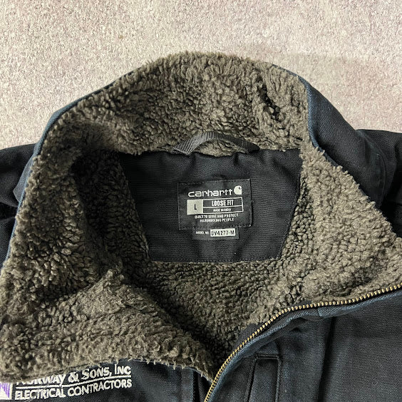 Modern Carhartt Norway & Sons Embroidered Sherpa Lined Workwear Jacket L