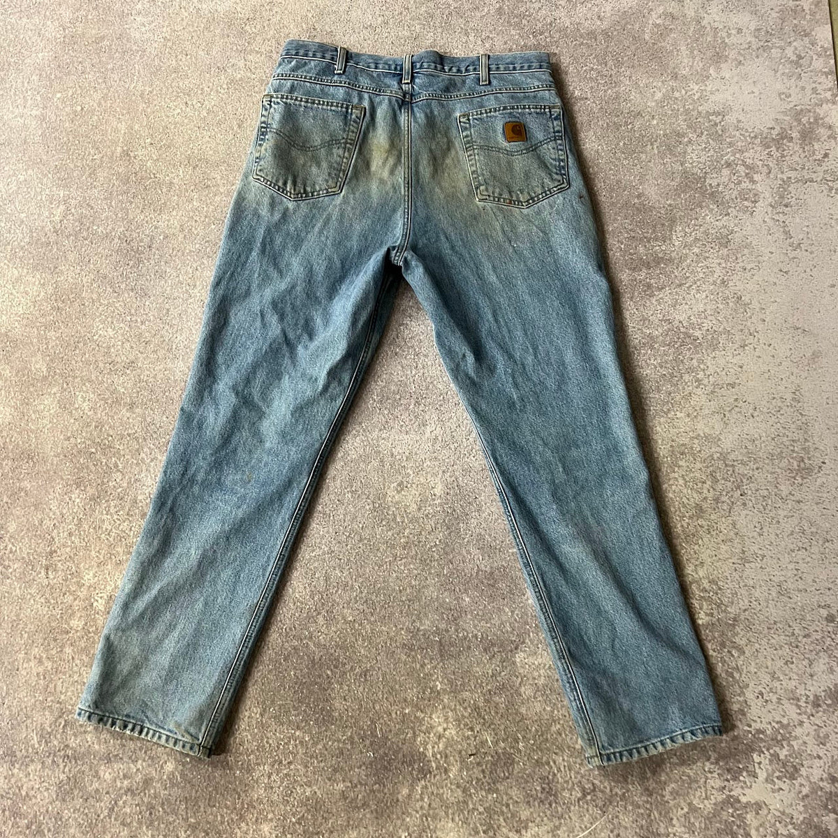 Modern Carhartt Workwear Faded Regular Blue Vintage Pants 36x32