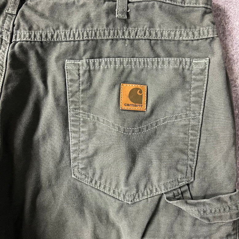 2010s Carhartt Workwear Faded Loose Green Vintage Pants 36x32