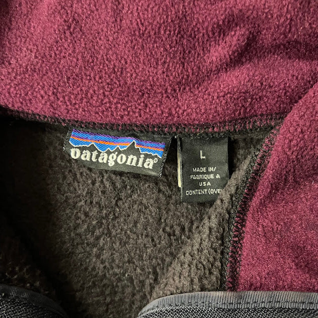Vintage Patagonia Capilene Fleece 1/4 Zip Pullover Jacket Black Mens L USA