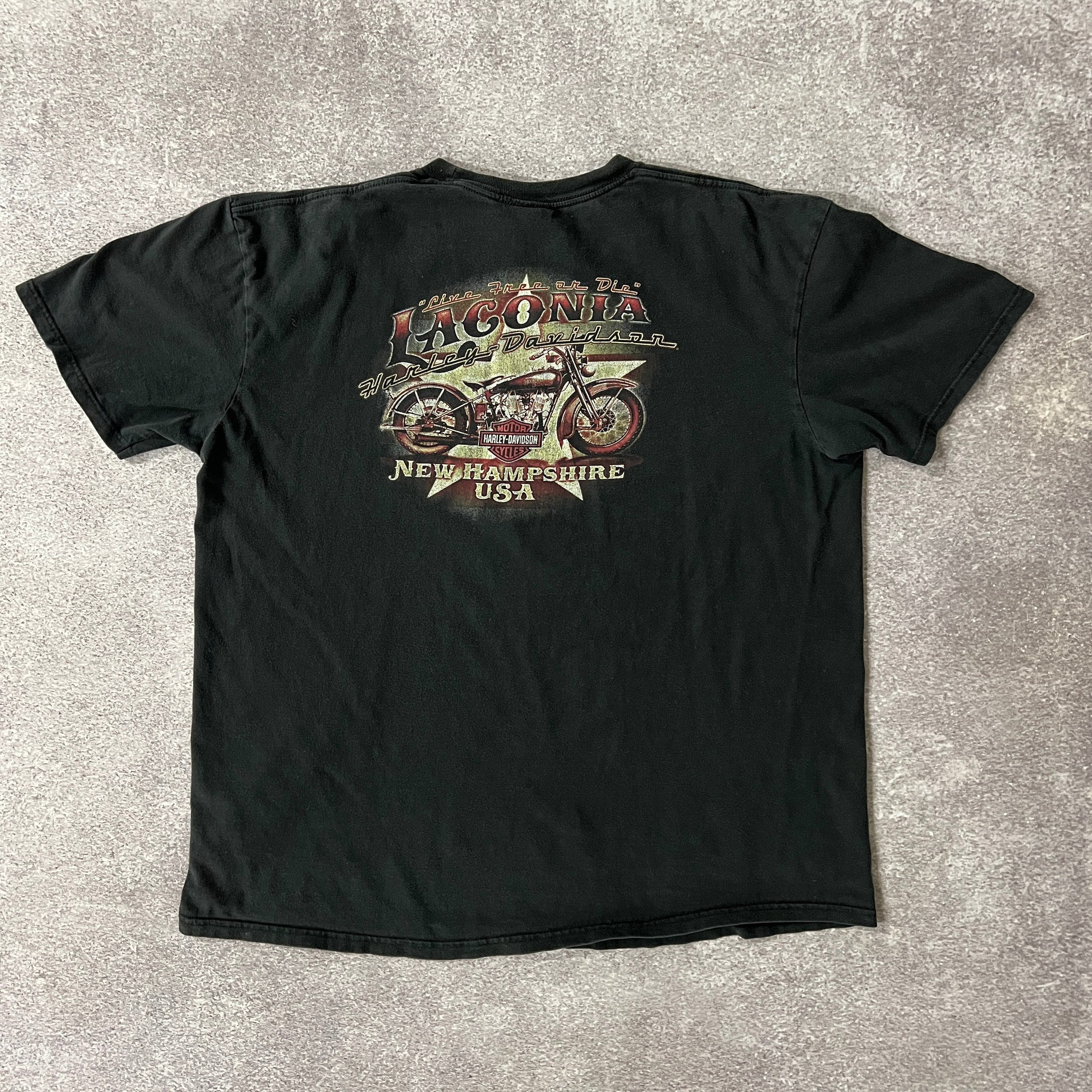 2010s Harley Davidson Laconia, New Hampshire Distressed Tee XL