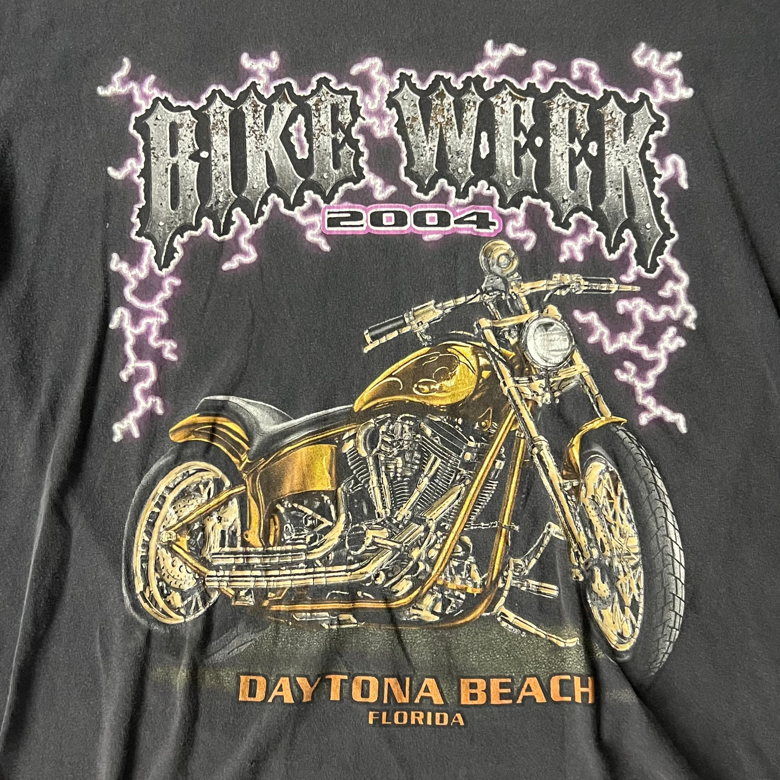 Y2K Gildan Daytona Beach Gray Worn In Tee L