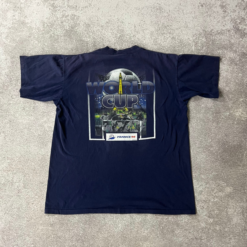 90s World Cup, France France98 Blue Sun Faded Tee XL