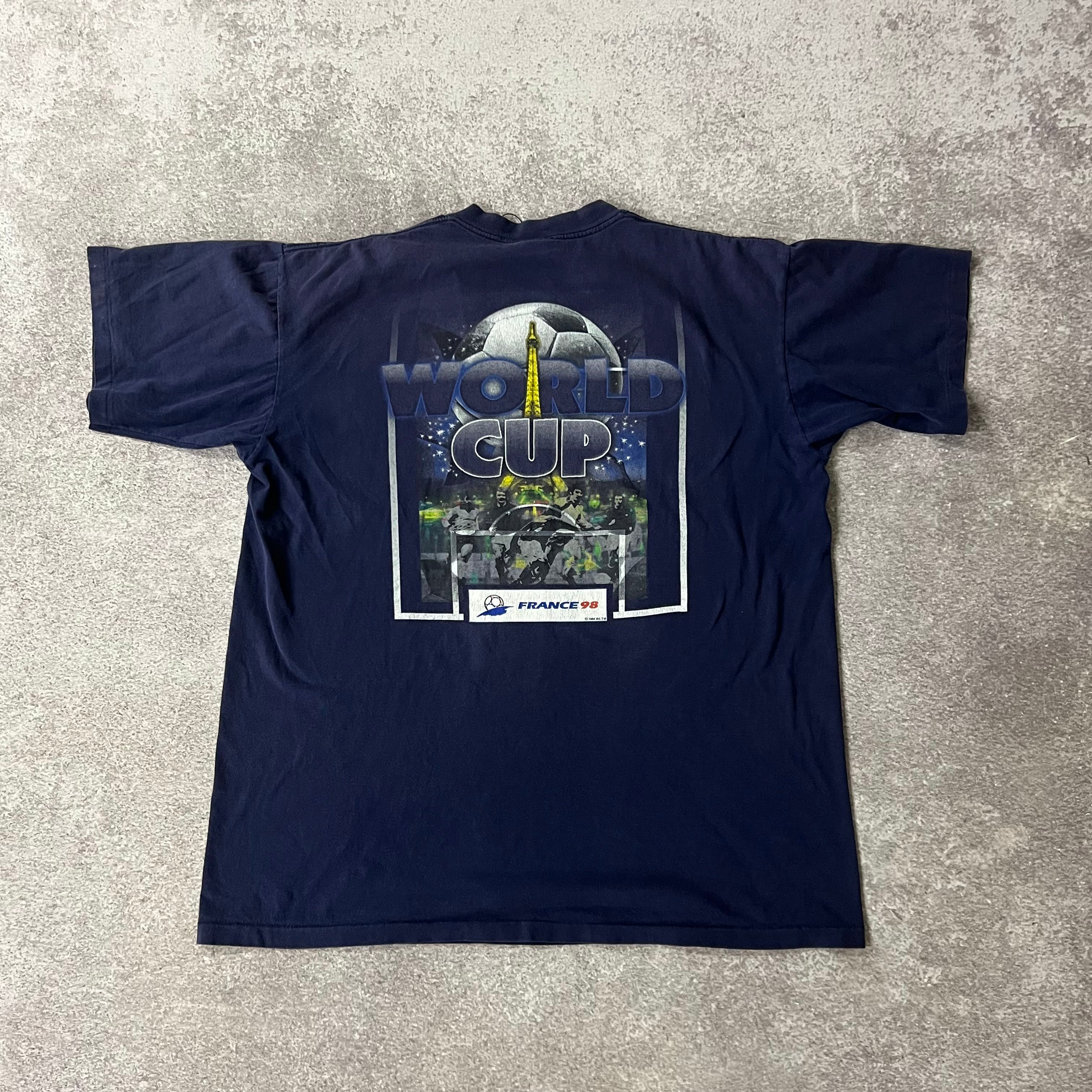 90s World Cup, France France98 Blue Sun Faded Tee XL