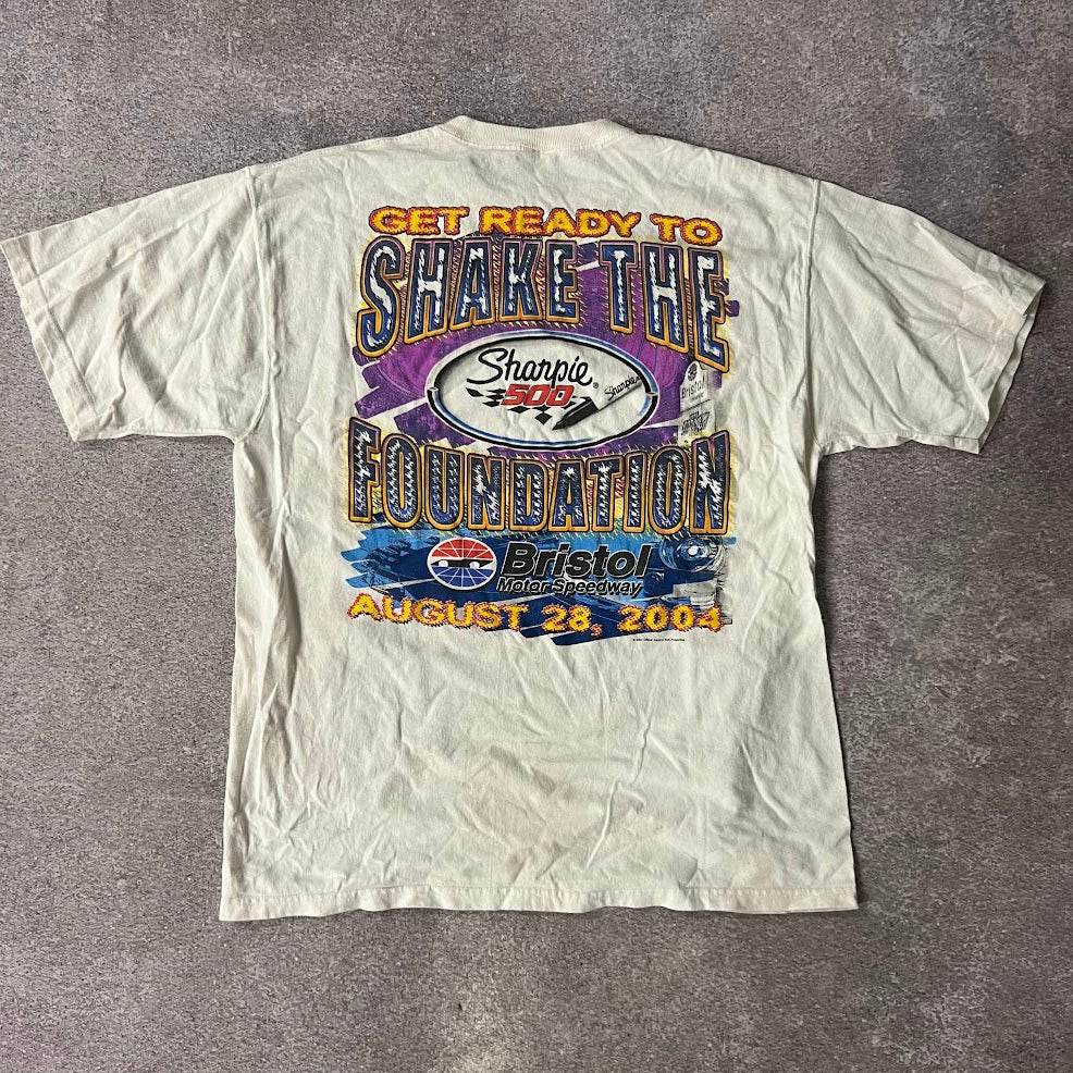 Y2K Bristol Speedway NASCAR Big Logo Back Graphic Faded Tee XL