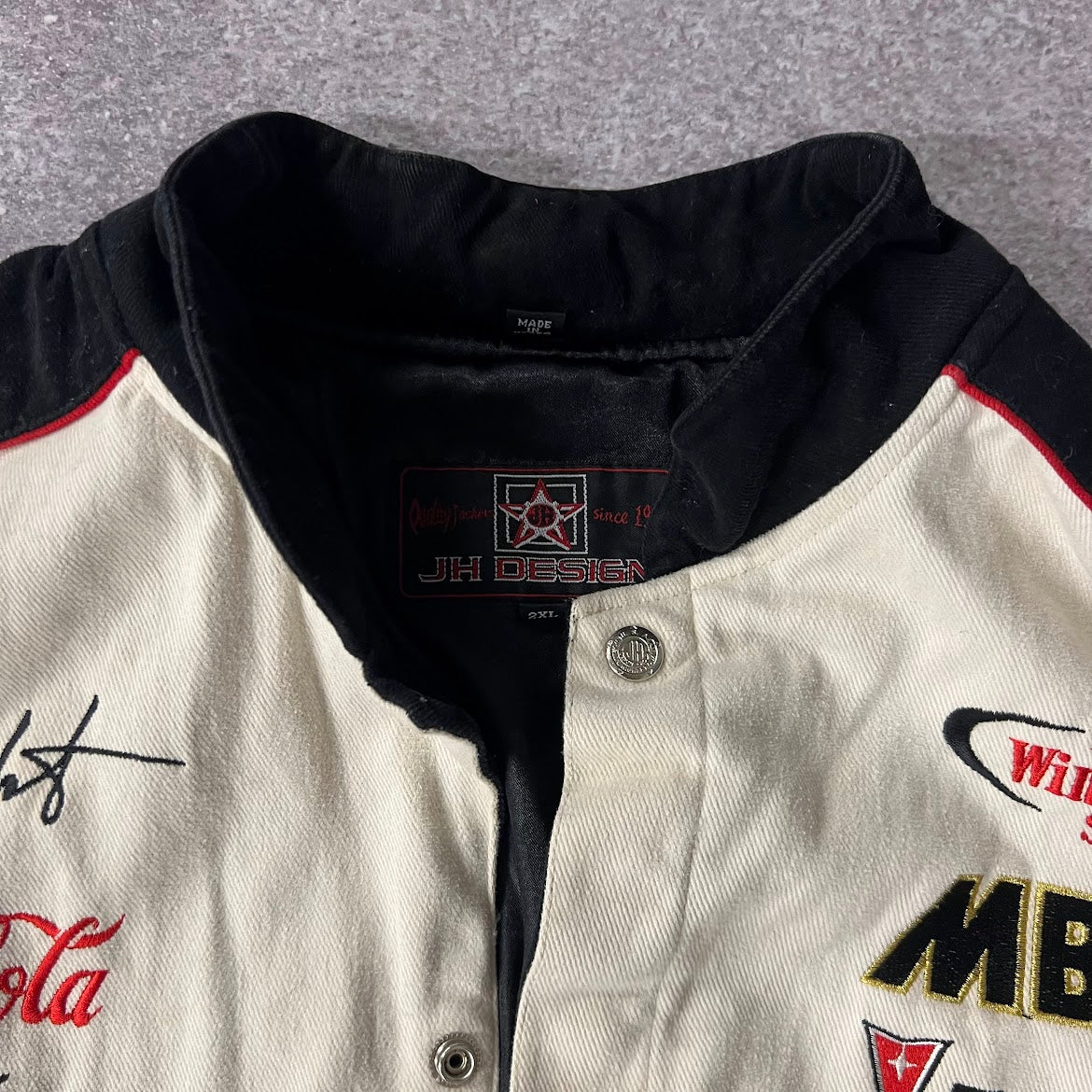 Y2K Bobby Labonte NASCAR JH Design Embroidered Puffer Jacket 2XL