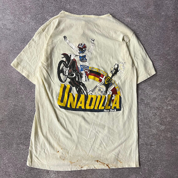 80s Unadilla NY 250cc World Championship Motocross Distressed Cream Tee L