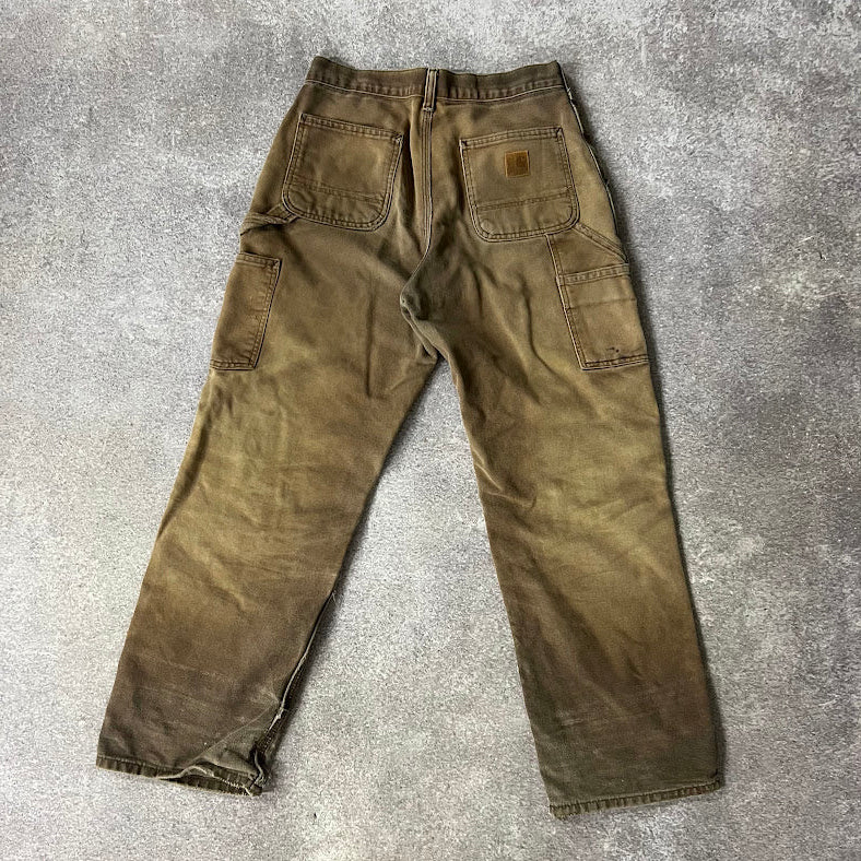 90s Carhartt Workwear Distressed Patchwork Heavyweight Brown Jeans 30x29