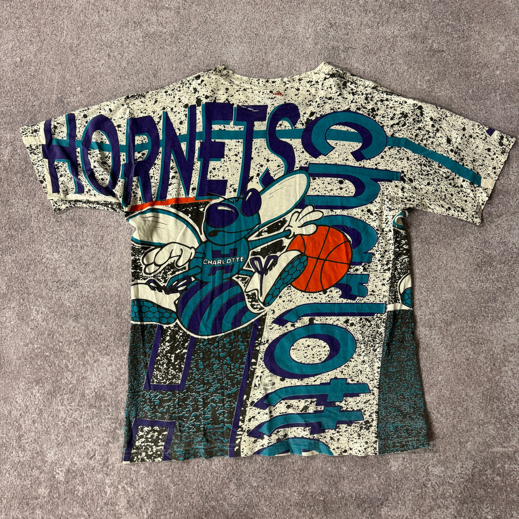 90s Charlotte Hornets Magic Johnson T's All Over Print Tee L