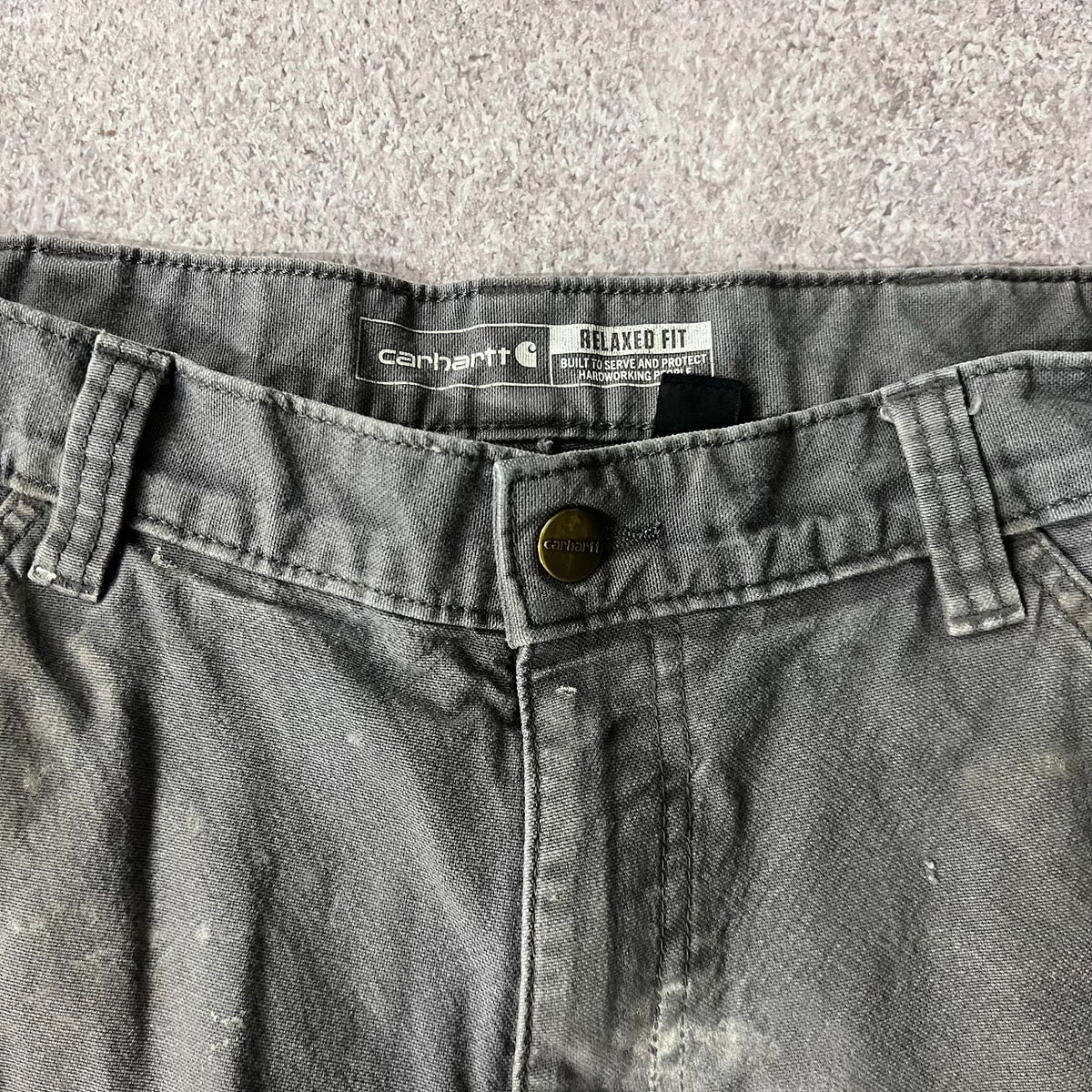 Modern Carhartt Workwear Faded Distressed Gray Pants 32x30