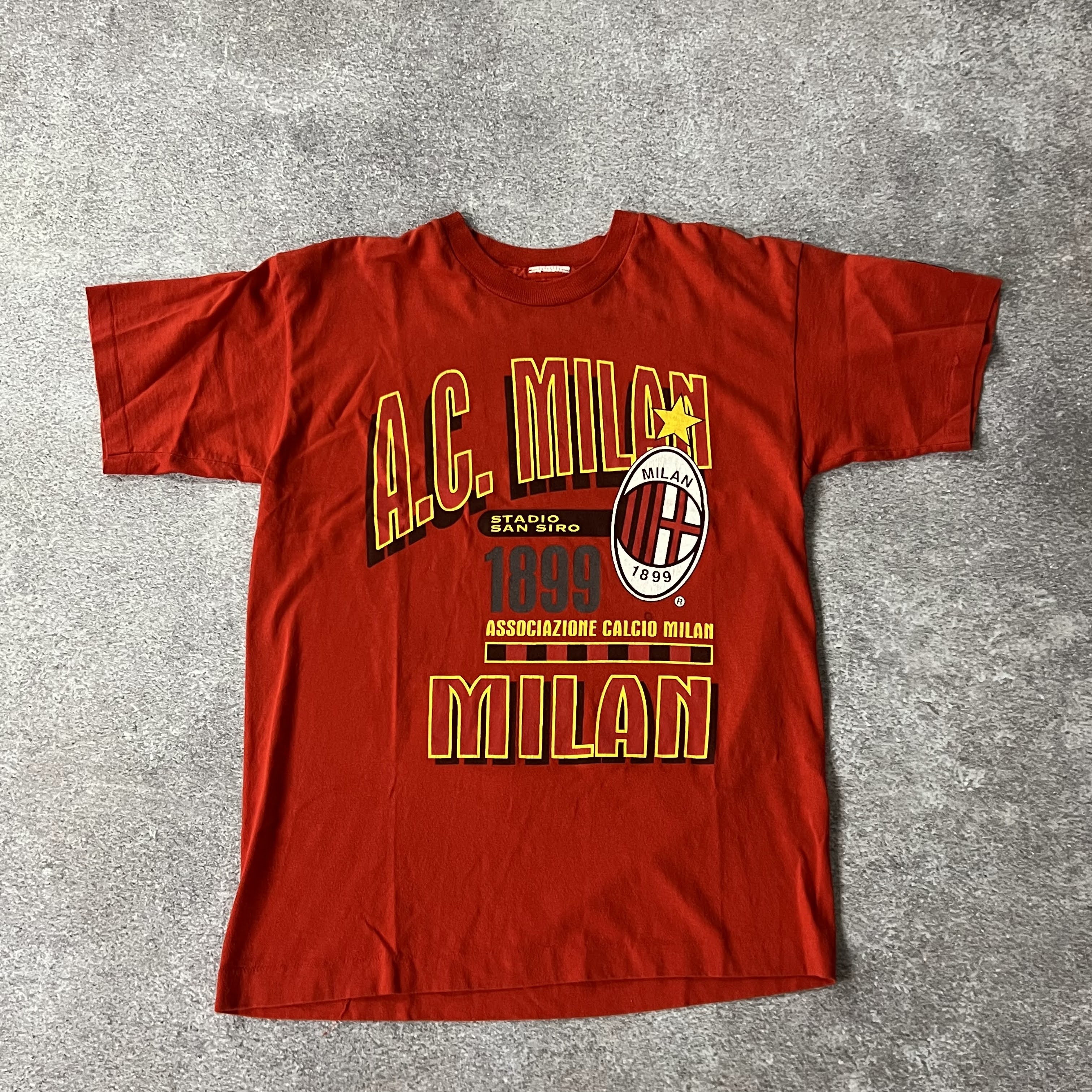 90s AC Milan Red Back Graphic Tee L