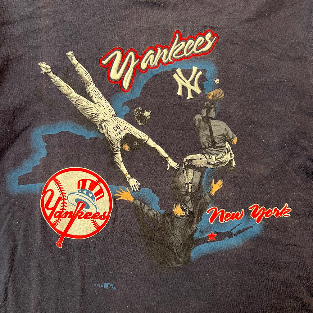 90s New York Yankees MLB Home Team Advantage Embroidered Big Logo Tee L