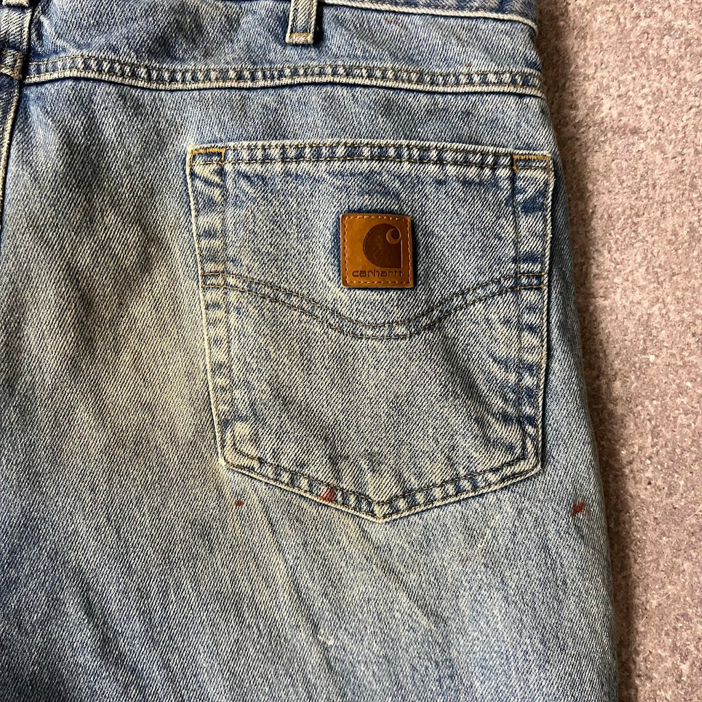 Modern Carhartt Workwear Faded Regular Blue Vintage Pants 36x32