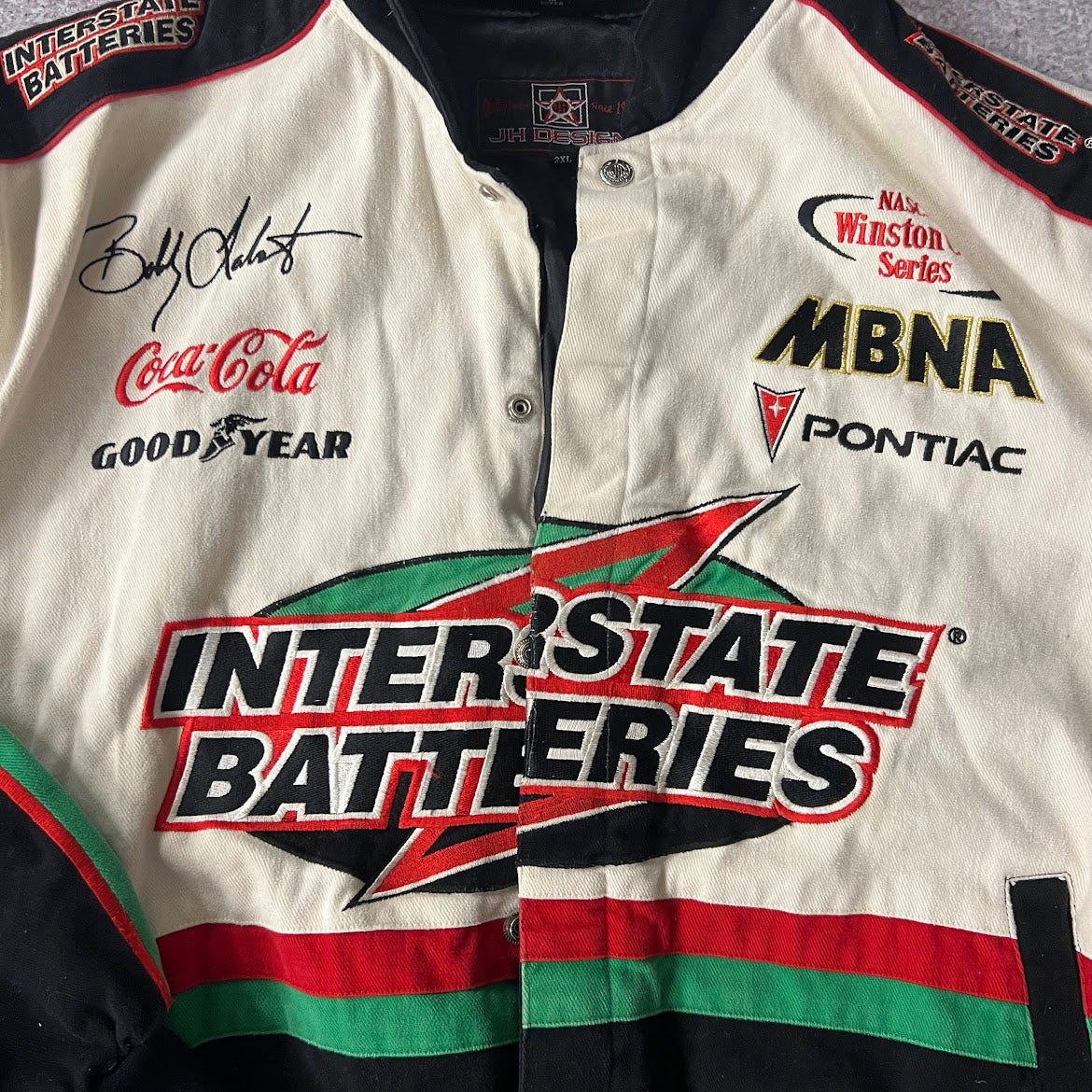 Y2K Bobby Labonte NASCAR JH Design Embroidered Puffer Jacket 2XL