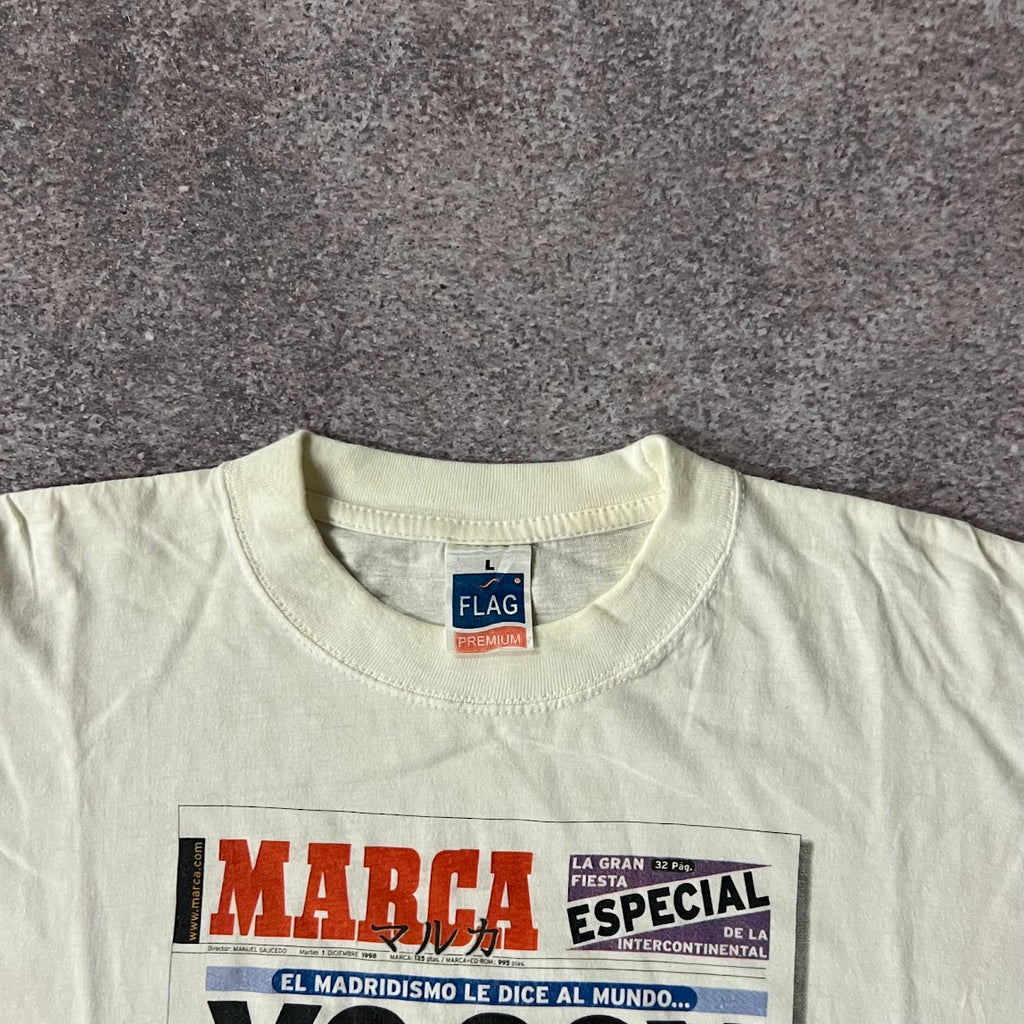 90s Real Madrid Flag Big Logo Tee L
