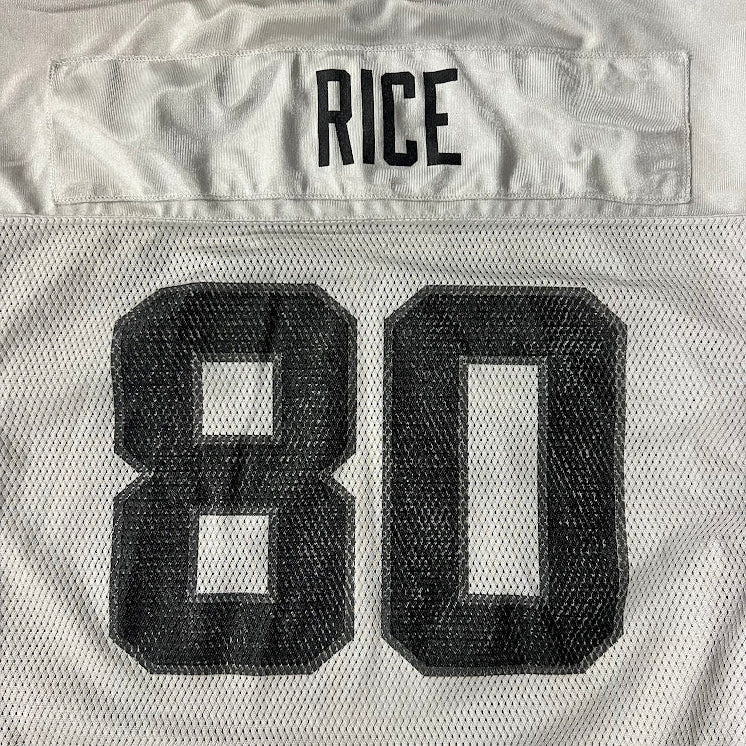 Y2K Jerry Rice Oakland Raiders NFL Reebok Cracked Print Vintage Jersey L