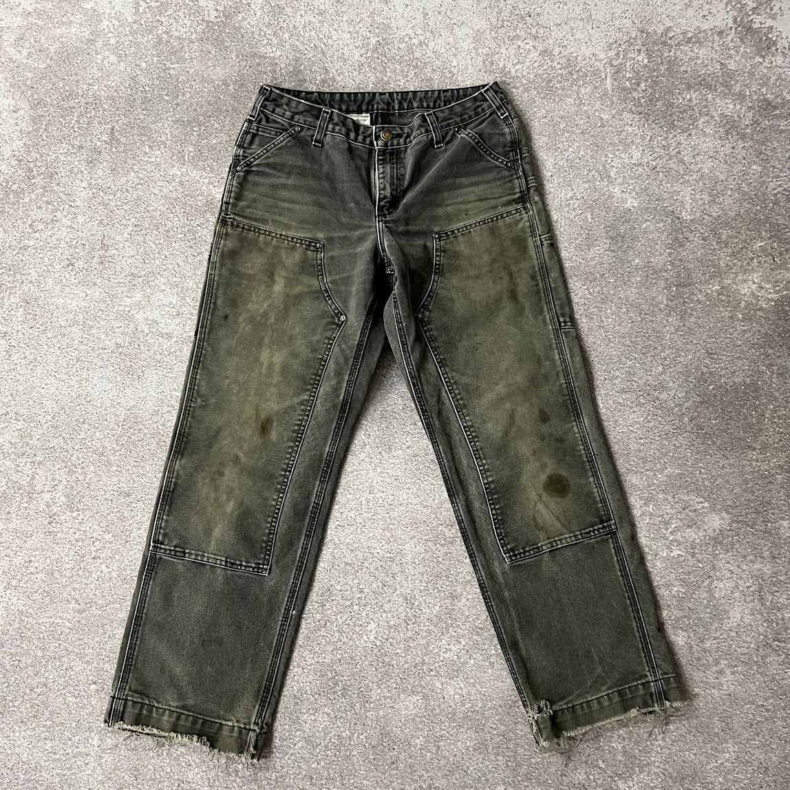 2010s Carhartt Black Distressed Workwear Pants Size 6