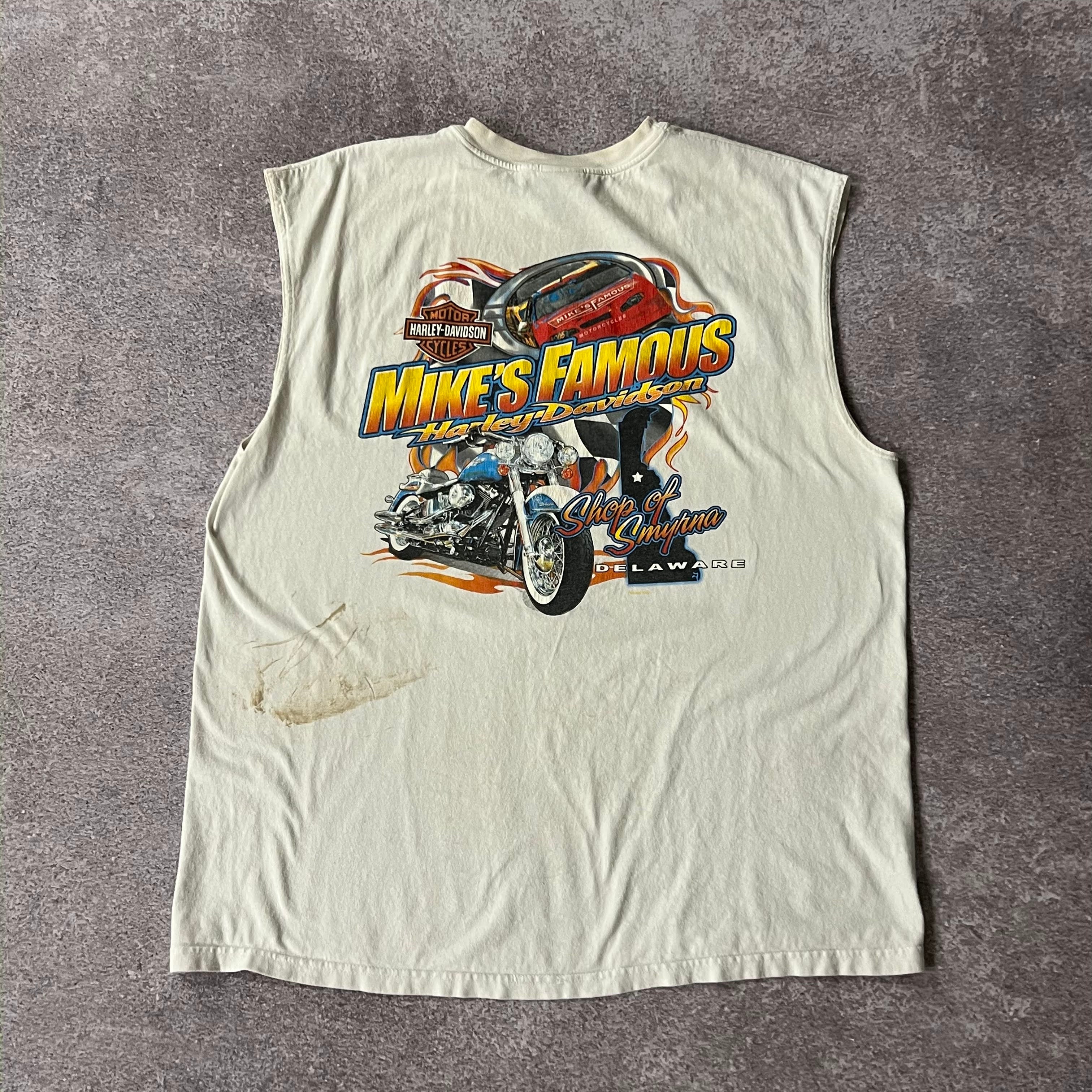 90s Harley Davidson Delaware White Distressed Tee XL