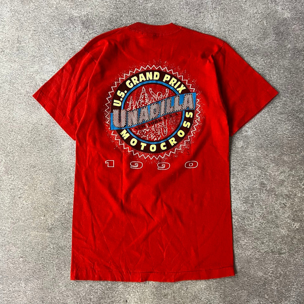 1990 Unadilla  Grand Prix Motocross Big Logo Back Graphic Red Tee M