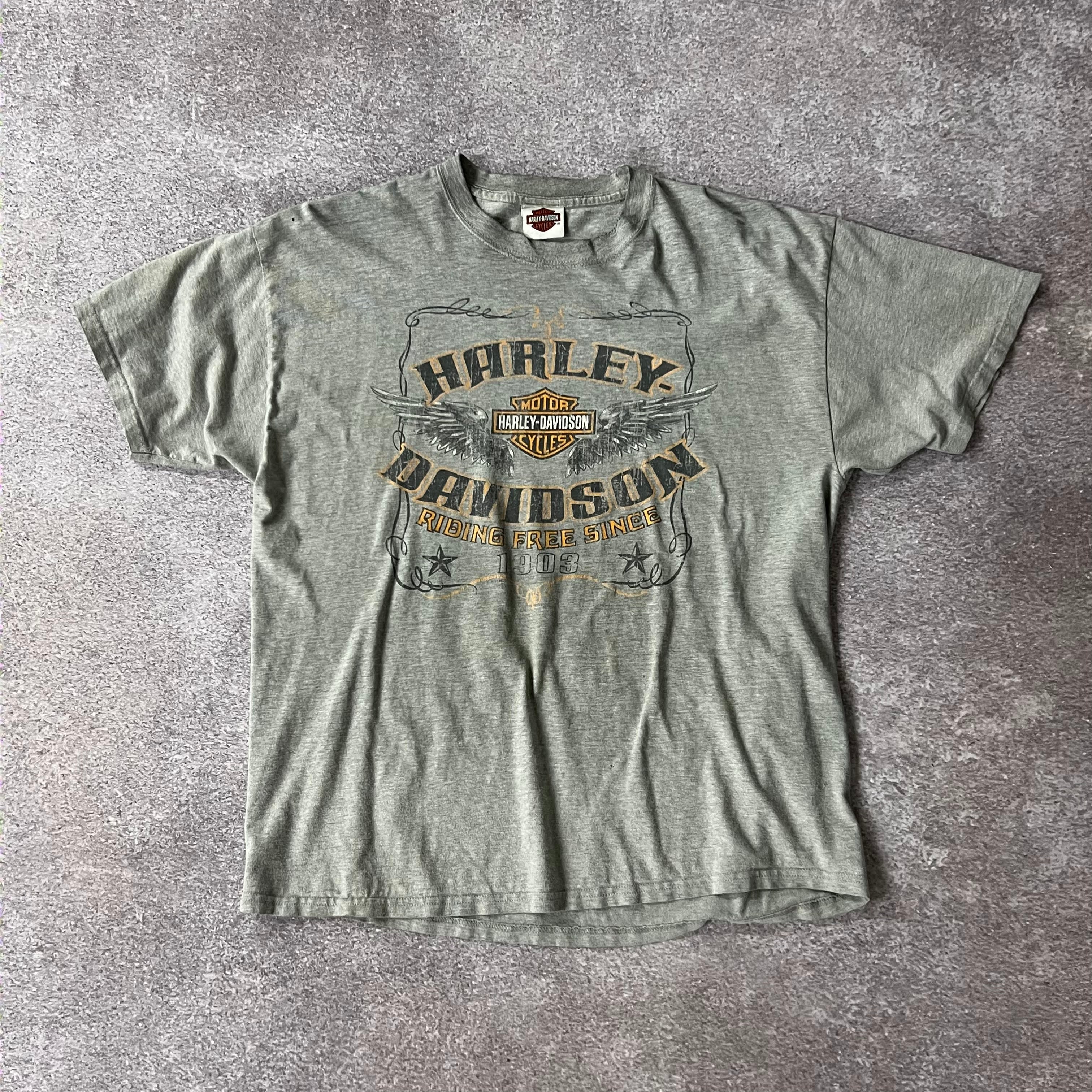 2010s Harley Davidson Gray Worn In Tee XL