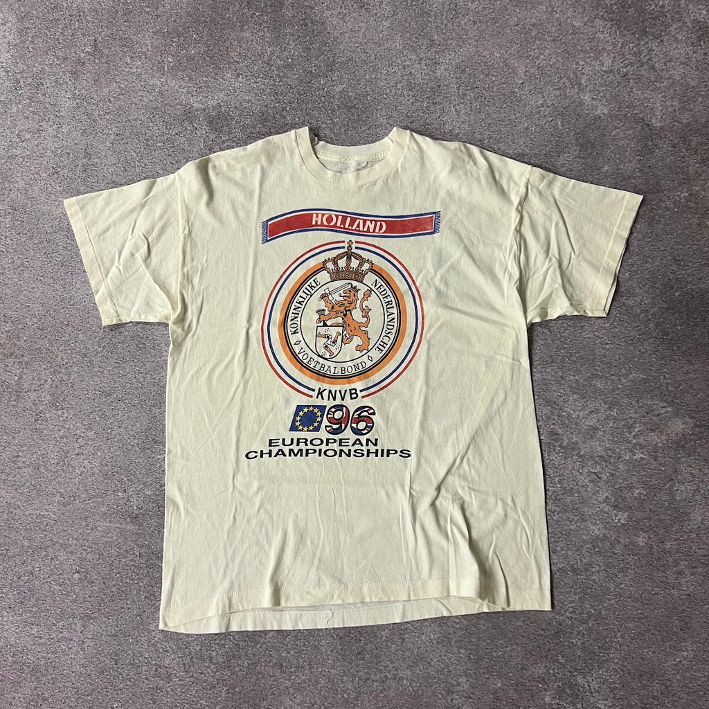 90s Soccer European Soccer Championship Cream Back Graphic Tee L