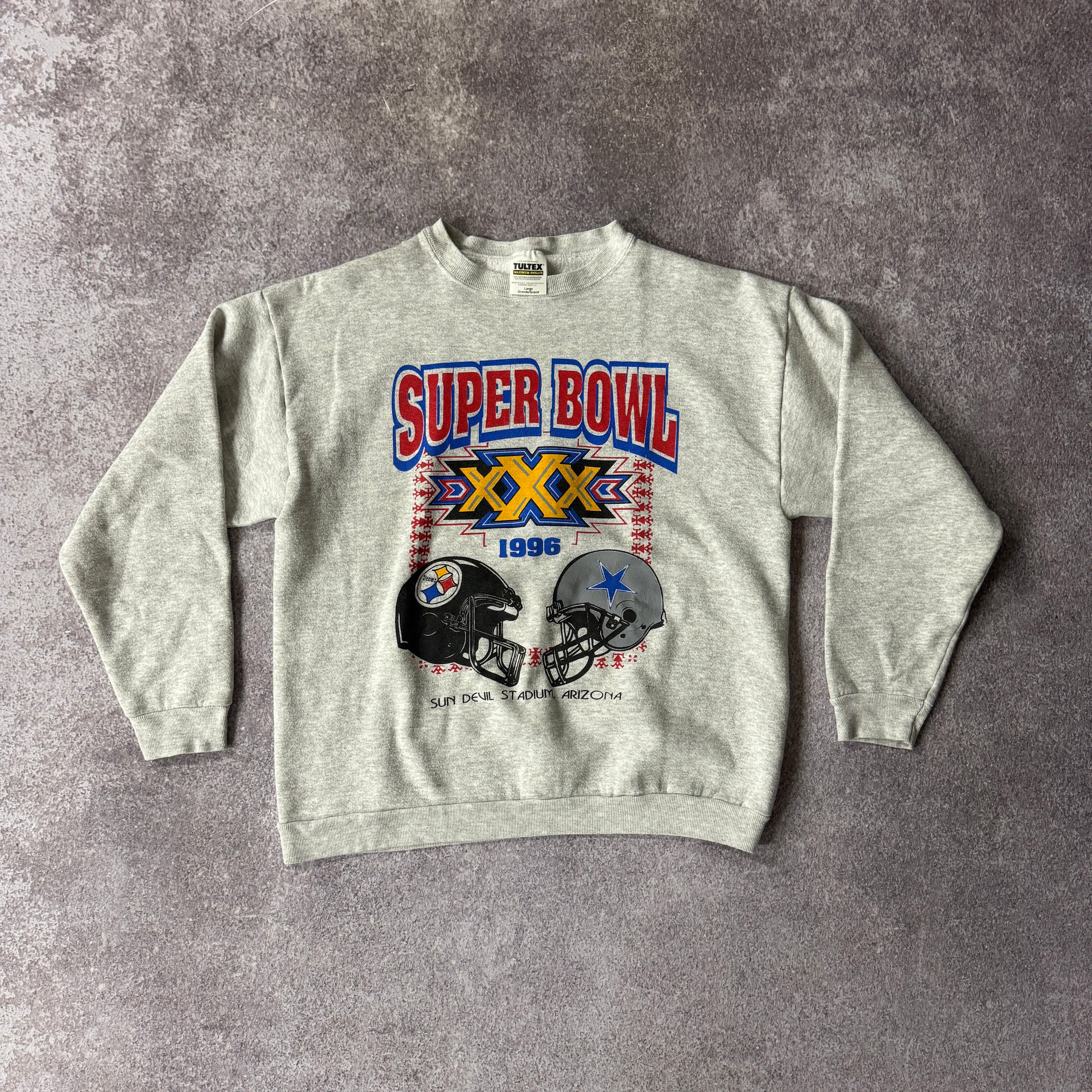 90s Steelers vs Cowboys Super Bowl 30 Big Logo Crewneck L