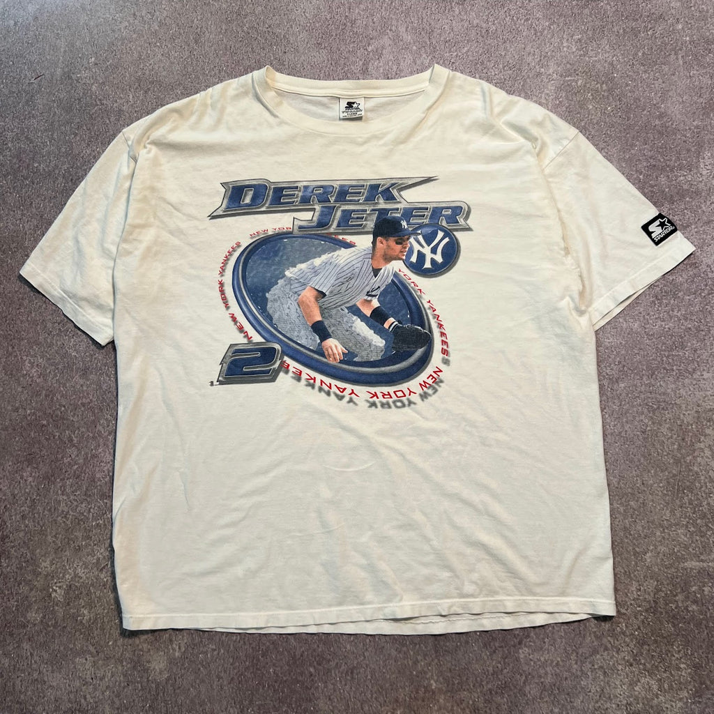 90s Derek Jeter New York Yankees MLB Starter Big Logo Vintage Tee XL