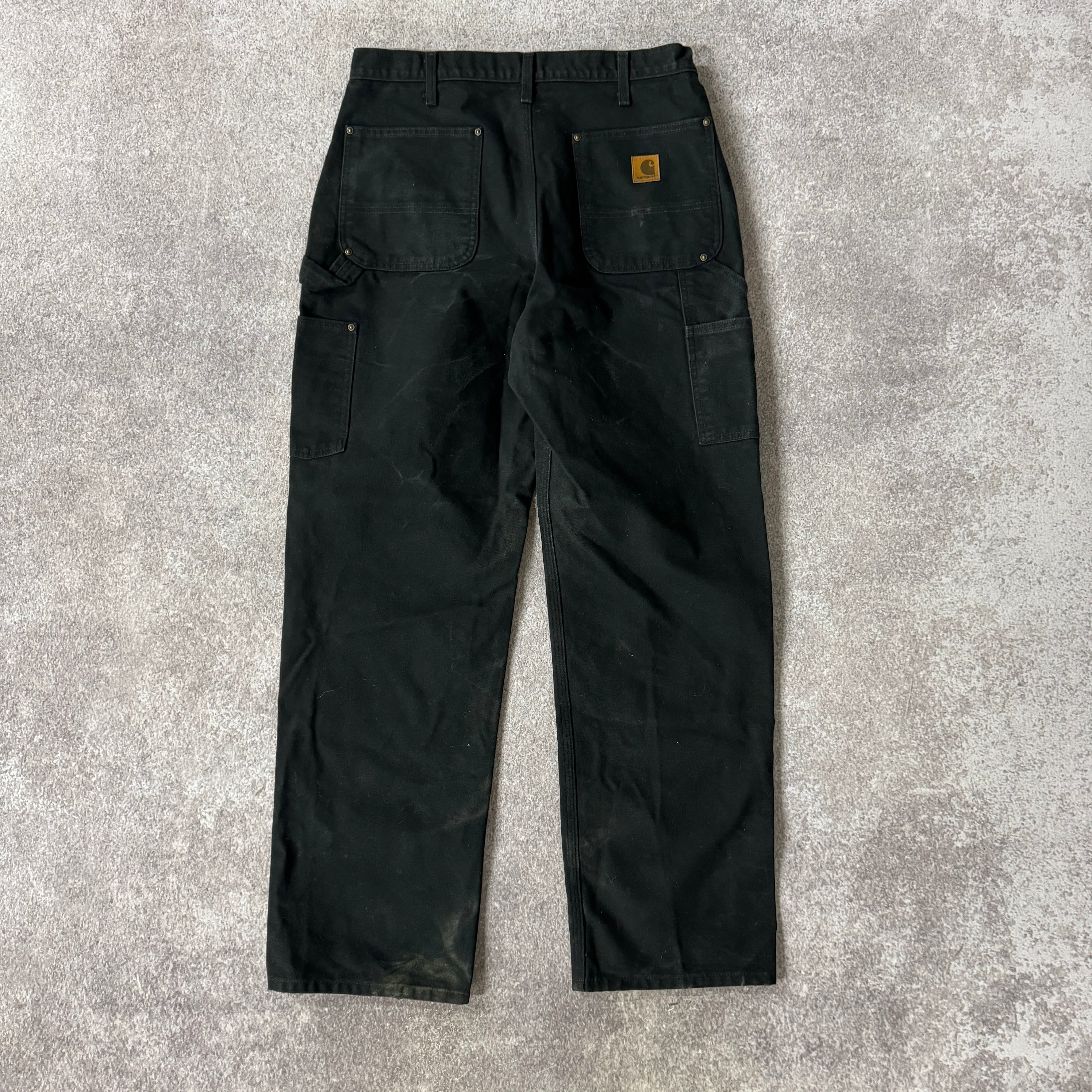 2010s Carhartt Dungaree/Double Knees Black Workwear Pants 33W x 32L
